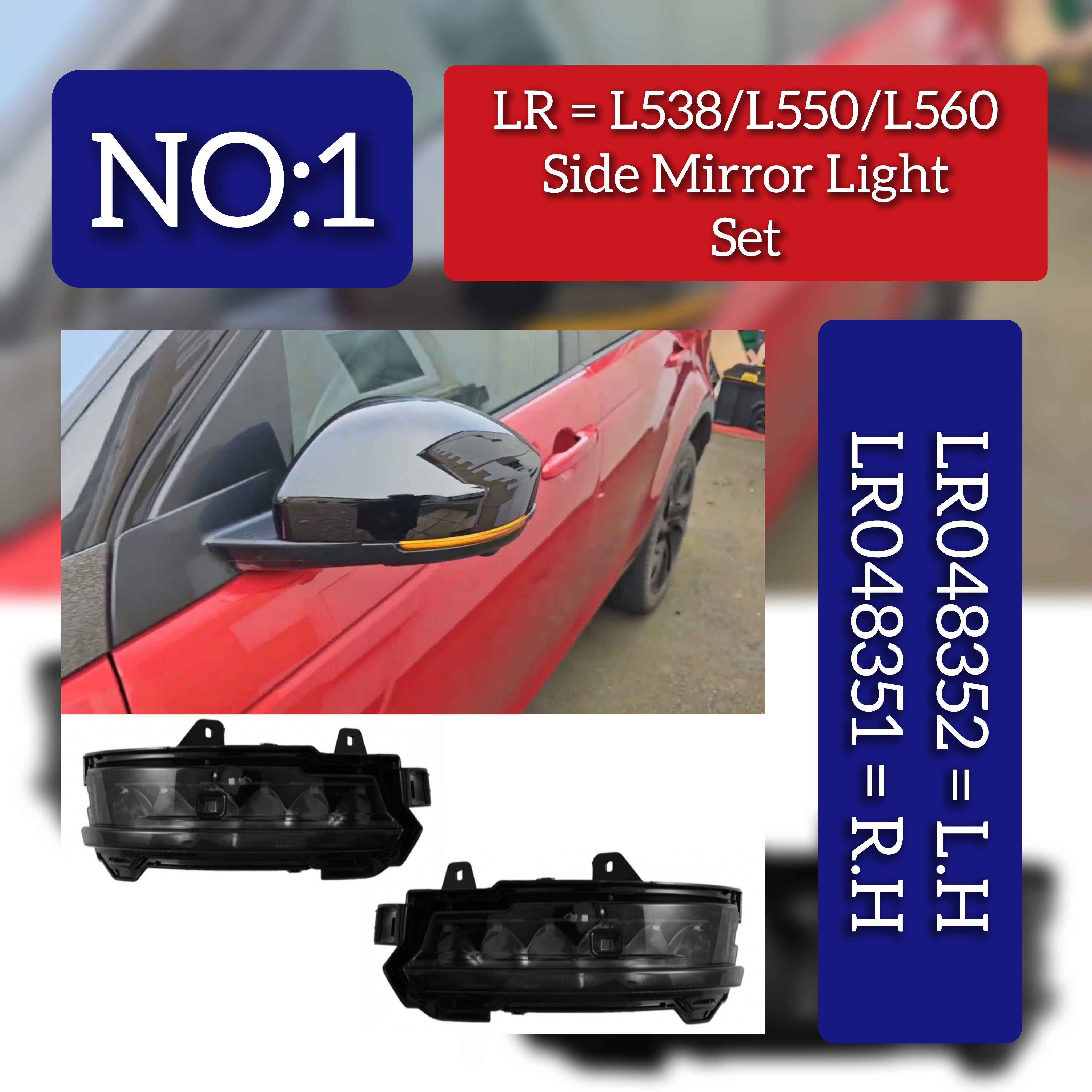 Dynamic Turn Signal LED Mirror Light Left LR048352 & Right LR048351 Compatible with Land Rover Range Rover Evoque L538 & Discovery Sport L550 &  Range Rover Velar L560   Tag-MLL-01