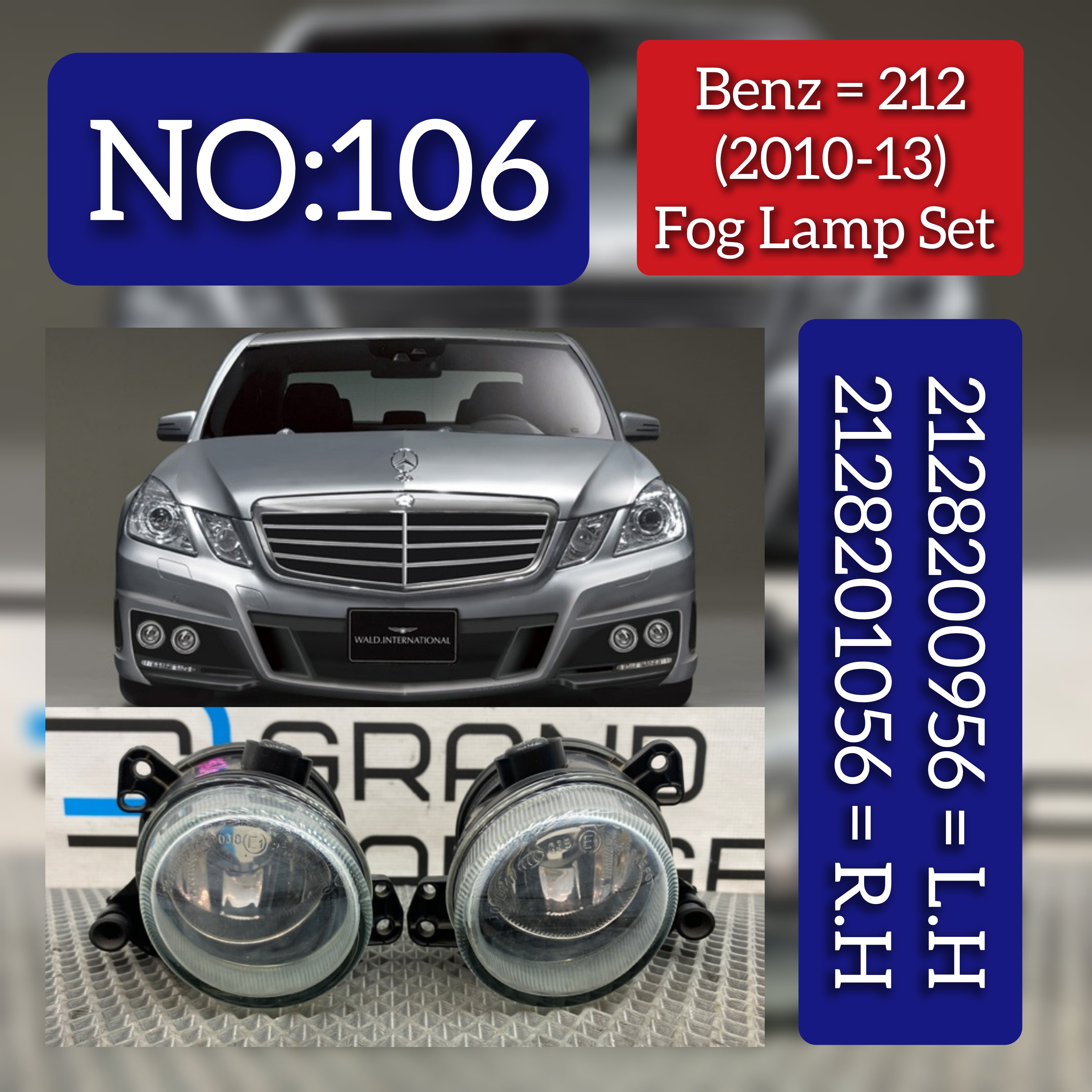 Fog Lamp Fog Light Compatible With MERCEDES-BENZ E-CLASS W212 2010-2013 Fog Lamp Fog Light Left 2128200956 & Right 2128201056 Tag-FO-106