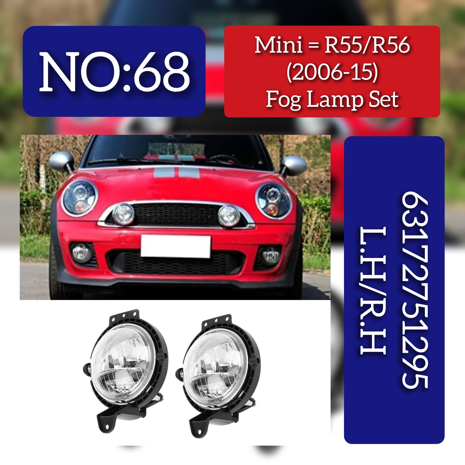 Fog Lamp Fog Light Compatible With MINI R56 R57 2006-2015 Fog Lamp Fog Light Left & Right 63172751295 51112751295 Tag-FO-68
