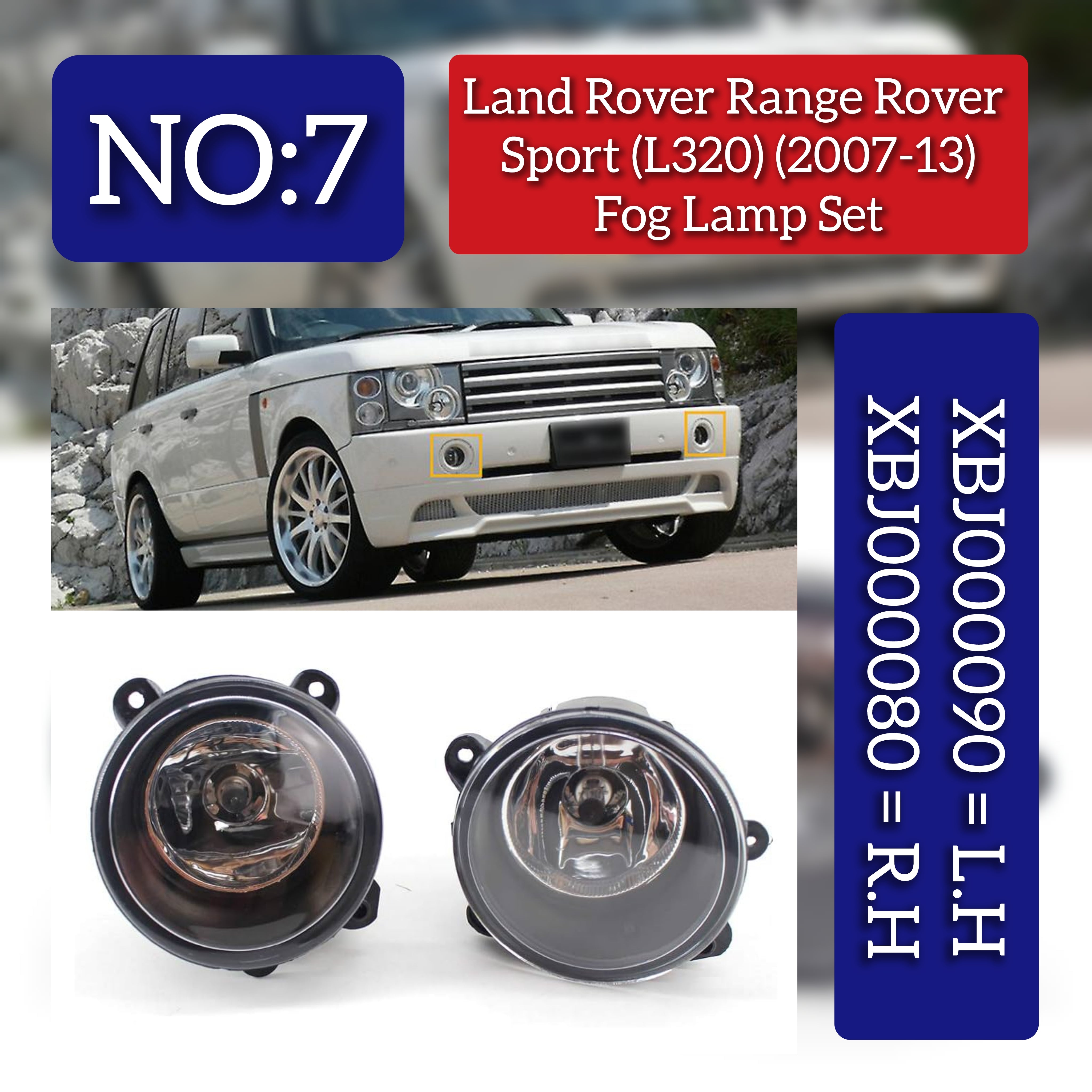 Fog Lamp Fog Light Compatible With LAND ROVER RANGE ROVER Sport L320 2007-2013 Fog Lamp Fog Light Left XBJ000090 & Right XBJ000080 Tag-FO-07