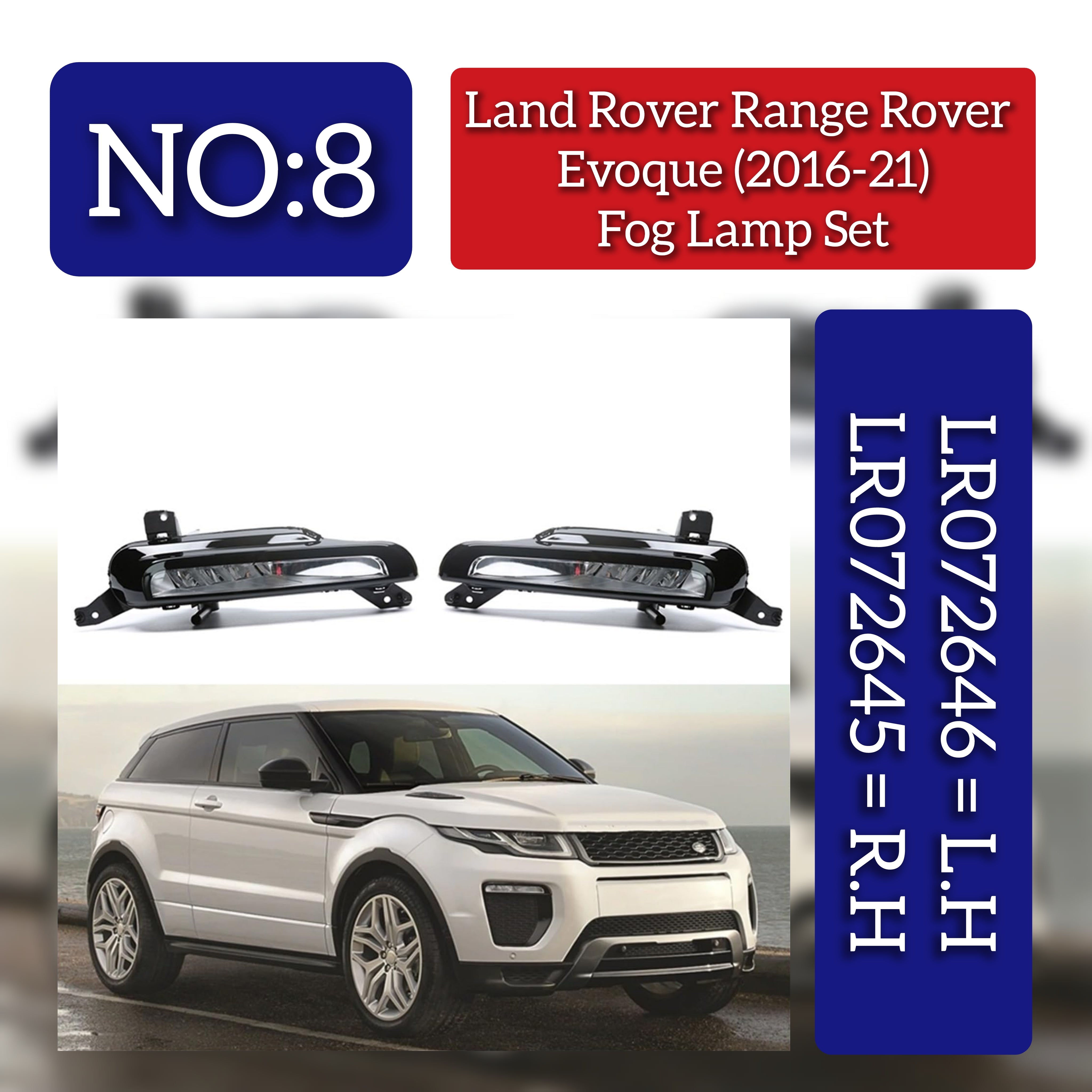 Fog Lamp Fog Light Compatible With LAND ROVER RANGE ROVER EVOQUE L538 2016-2021 Fog Lamp Fog Light Left LR072646 & Right LR072645 Tag-FO-08