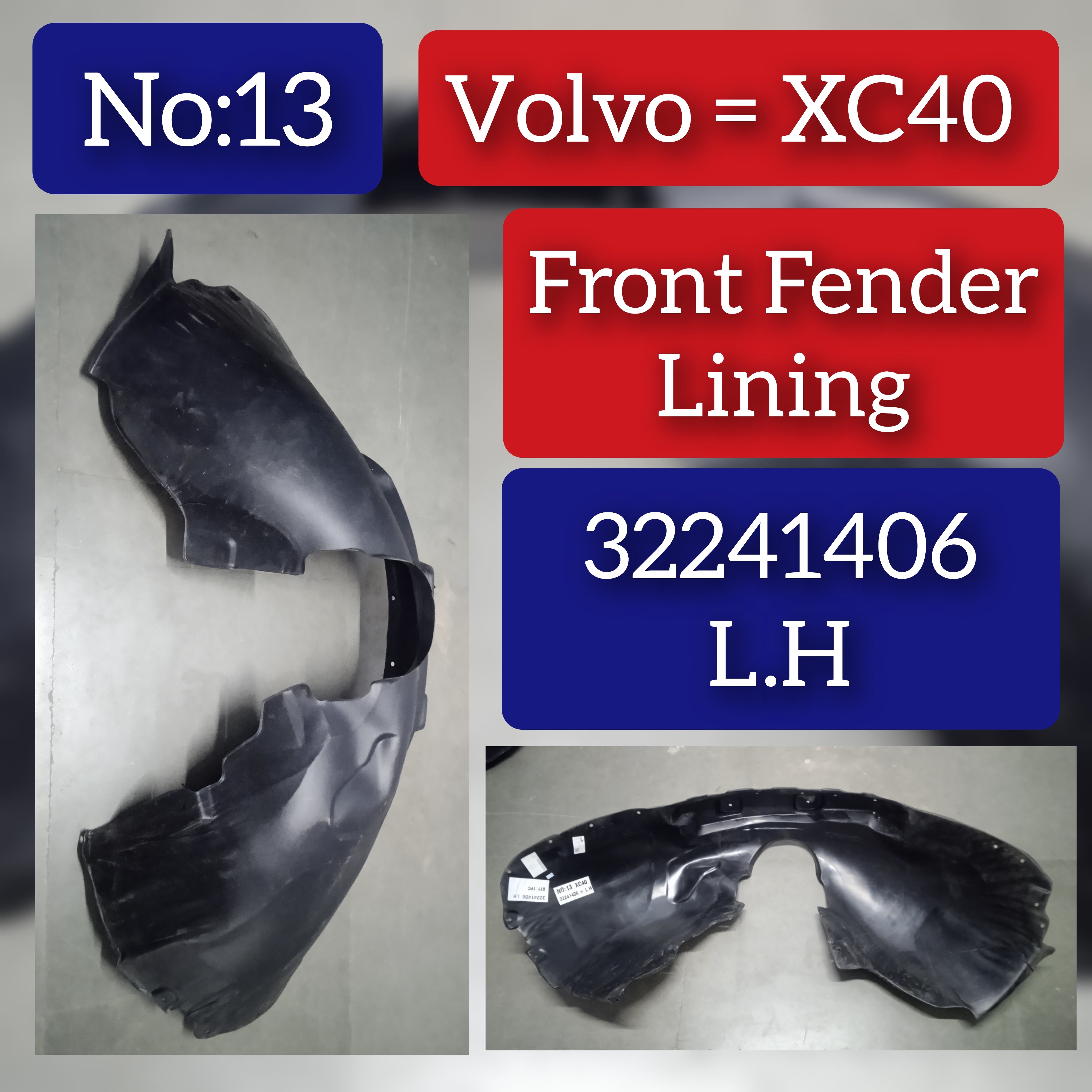 Front Left Fender Liner 32241406Compatible With VOLVO XC40 Tag-FEV-13