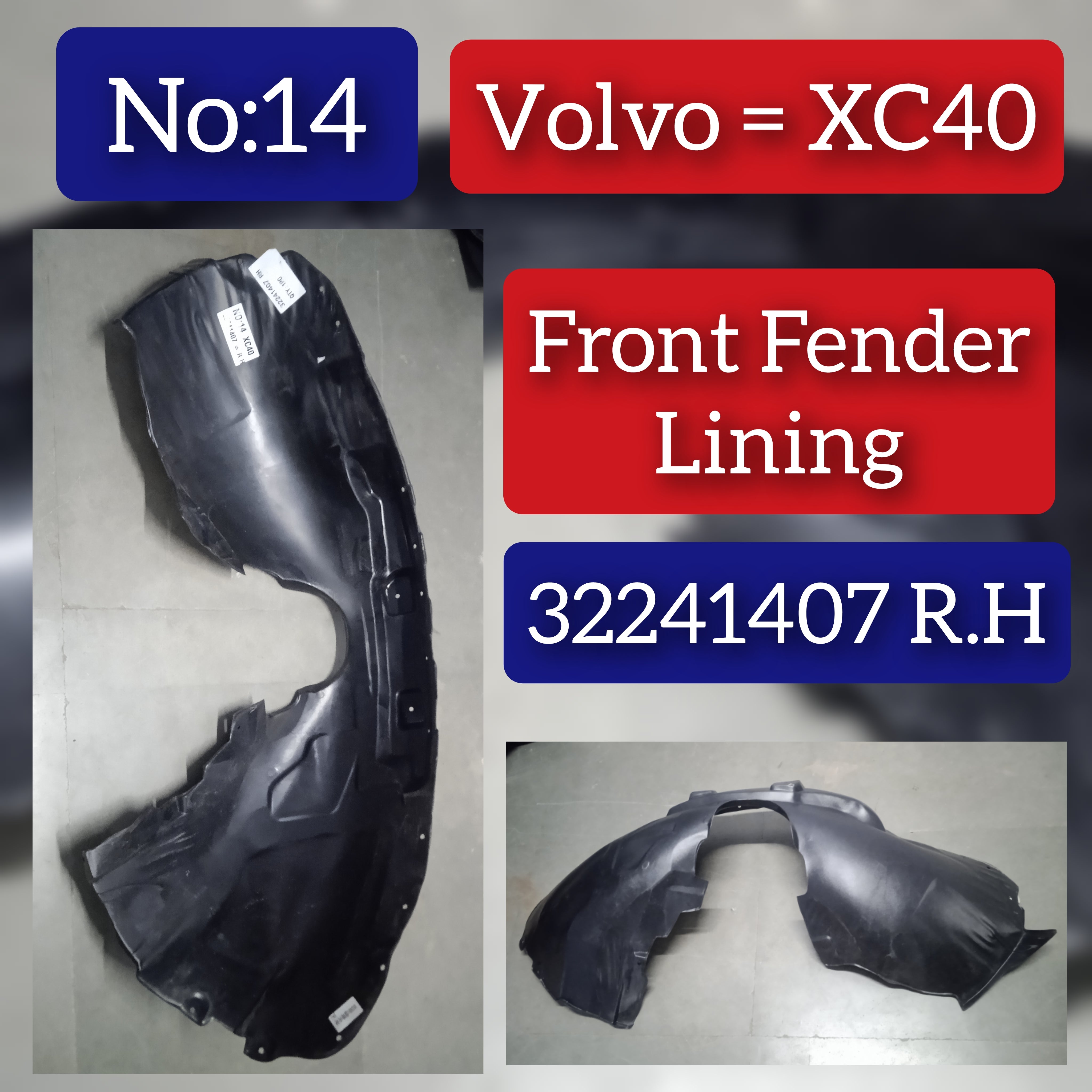 Front Right Fender Liner 32241407 Compatible With VOLVO XC40 Tag-FEV-14