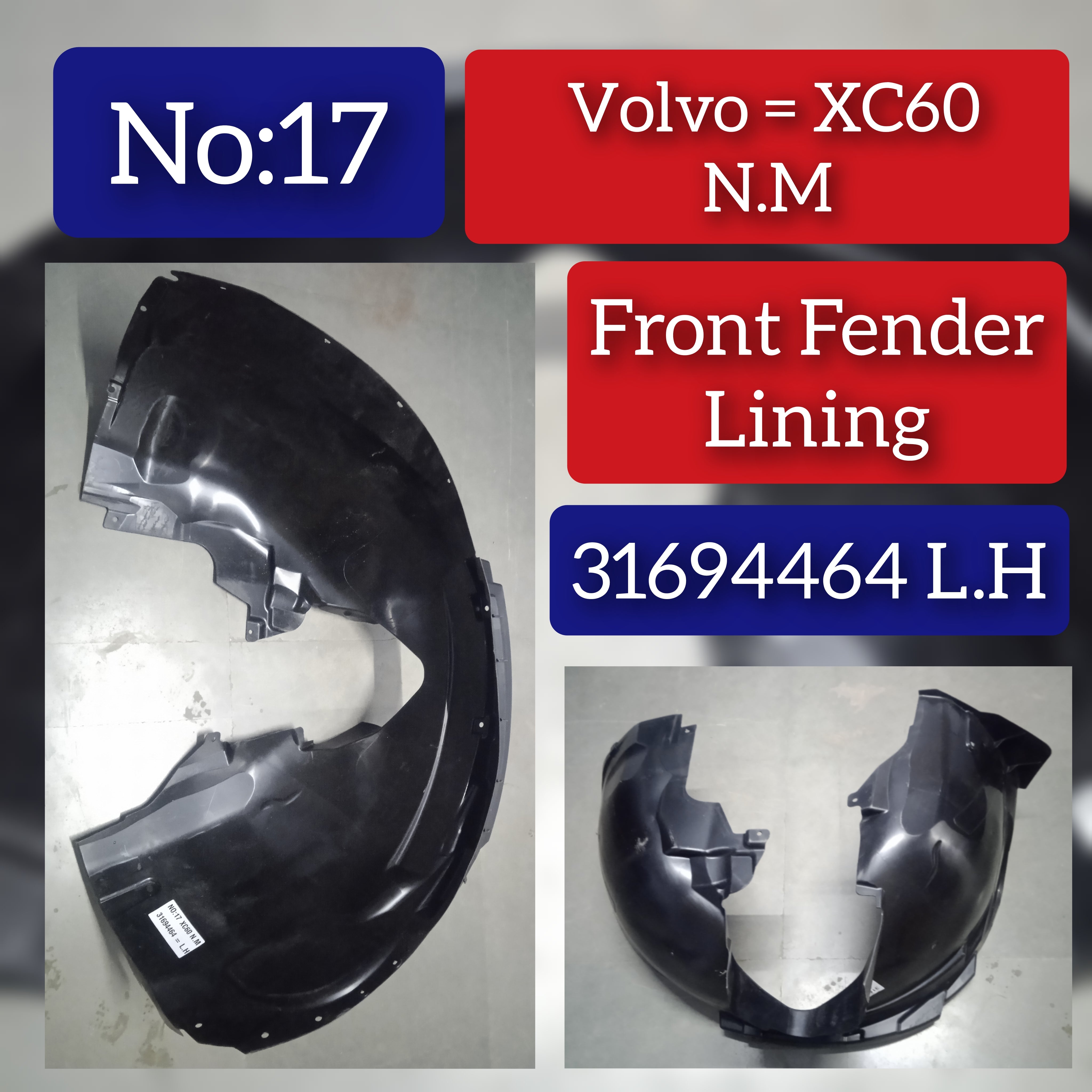 thumbnail image 2 of Evan-Fischer Front Fender Liner Set For Volvo S40 & V50 2004-2011 (Driver & Passenger) 2 of 4