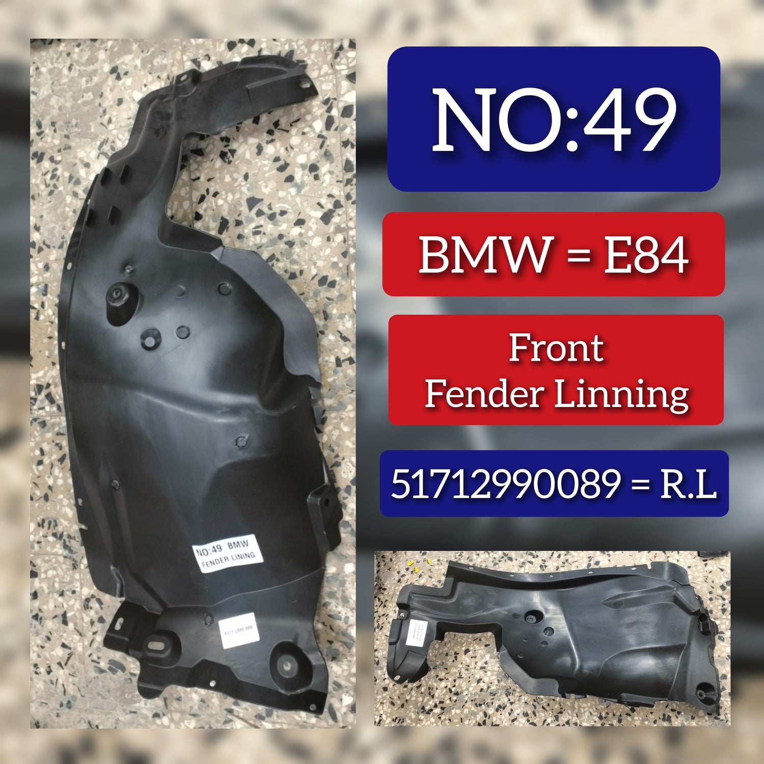 Rear Left Fender Liner 51712990089 Compatible With  BMW X1 E84 Tag-FE-49