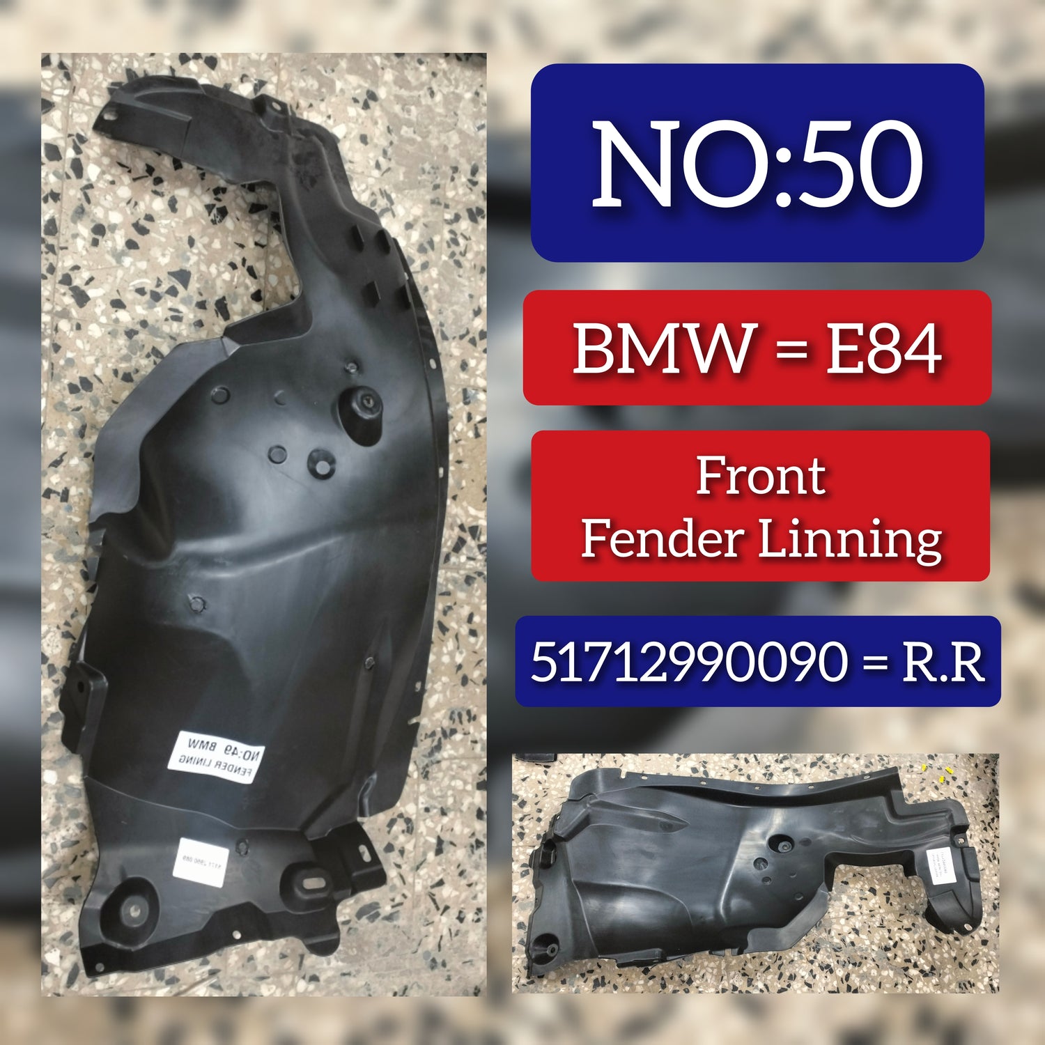 Rear Right  Fender Liner 51712990090 Compatible With BMW X1 E84 Tag-FE-50