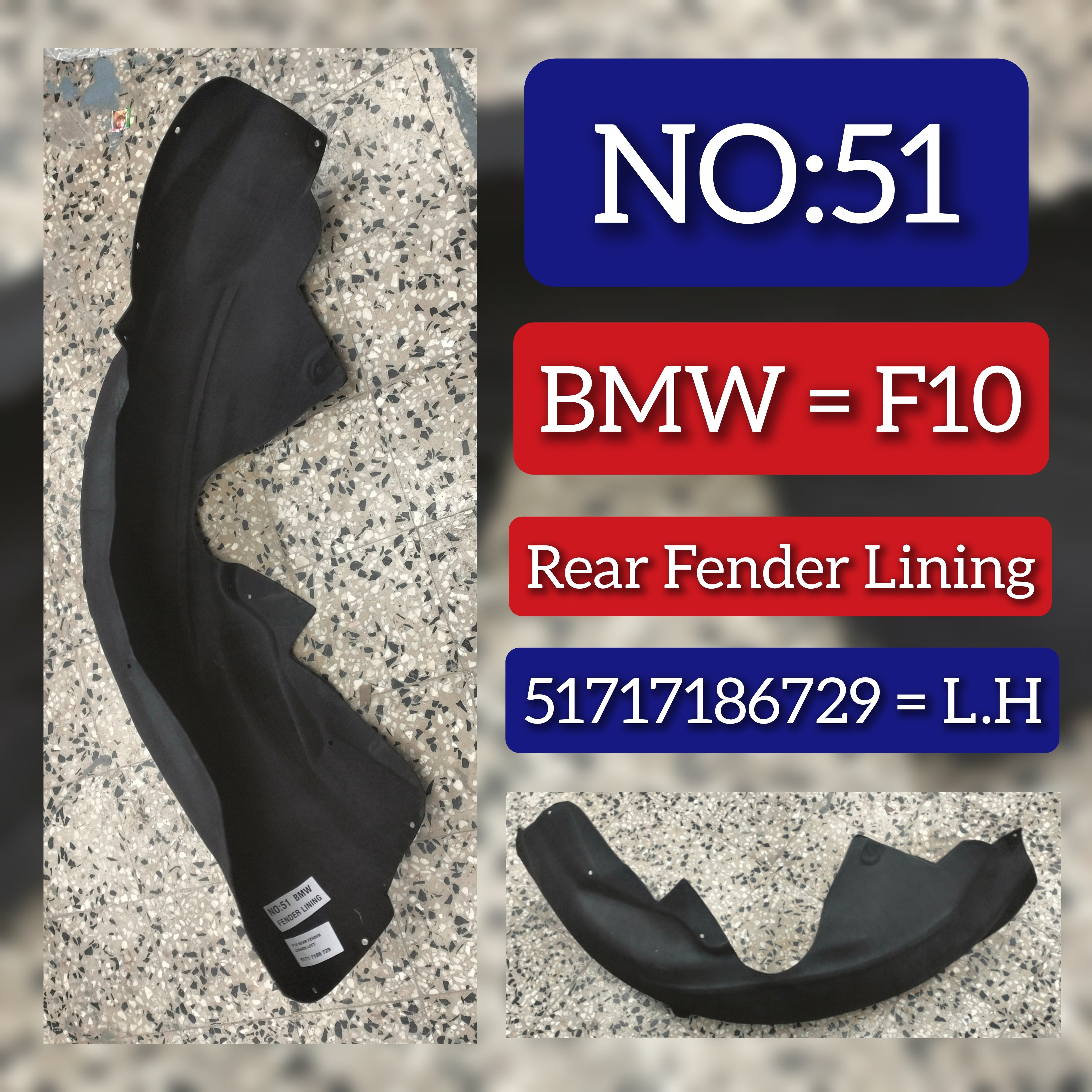 Rear Left Fender Liner 51712990089 Compatible With BMW 5 Series F10  Tag-FE-51