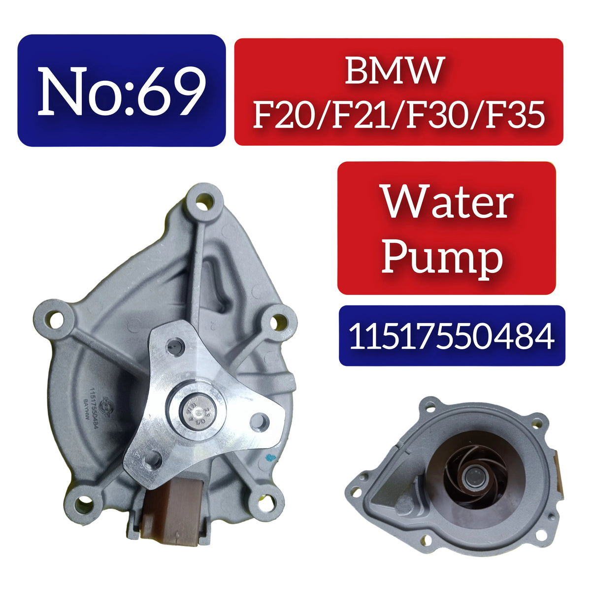 Water Pump 11517550484 11517648827 11518604888 Compatible With BMW 3 Series F30 Tag-W-69