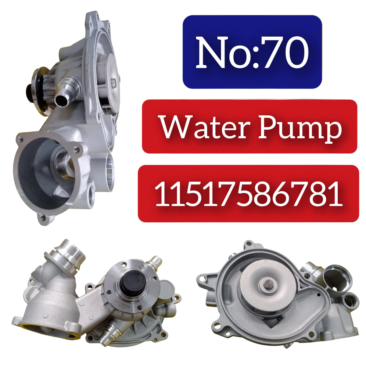 Water Pump 11517586781 11517524551 11517524552 Compatible With BMW 7 Series E65, E66, E67 Tag-W-70