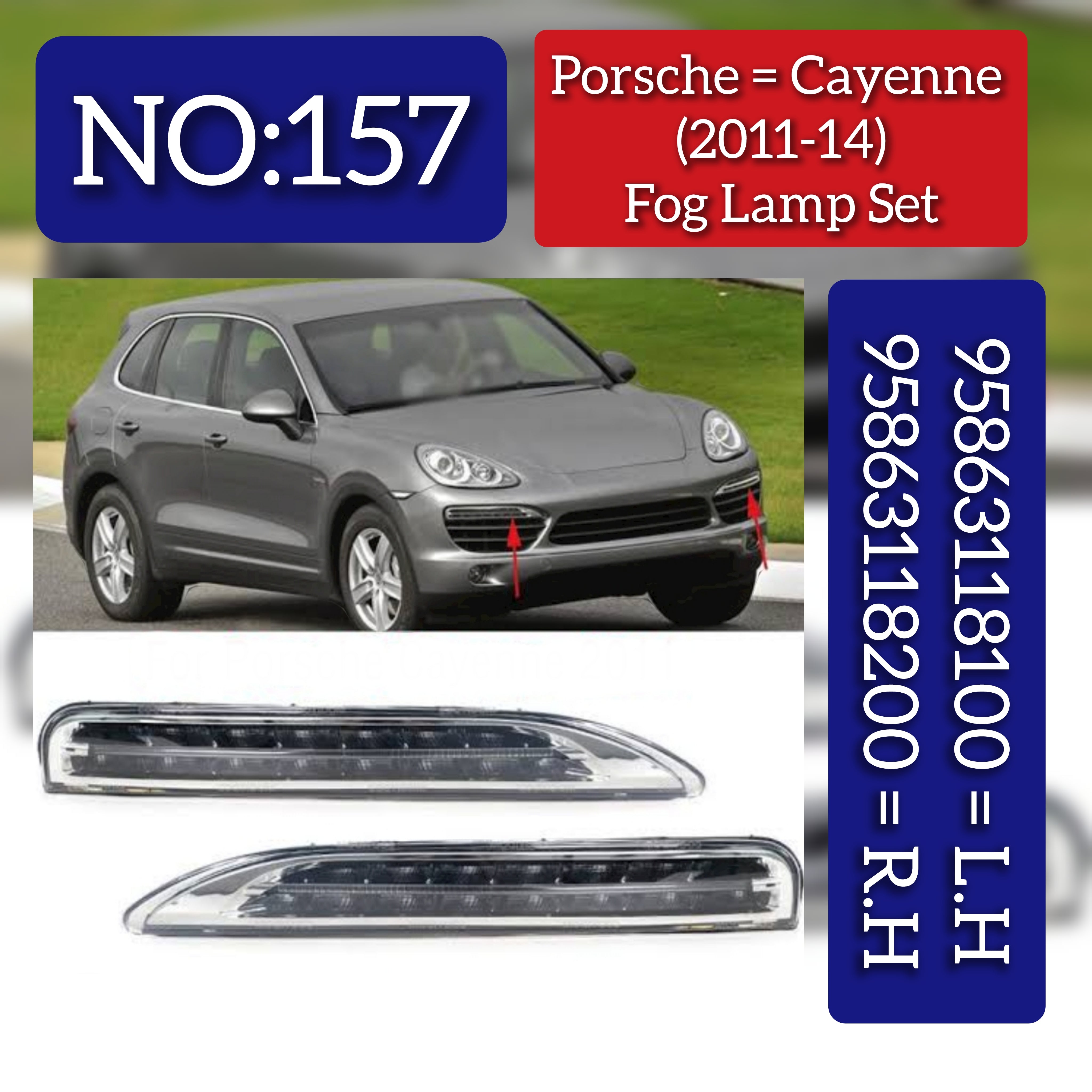 Fog Light Fog Lamp Compatible With Porsche CAYENNE 2011-2014 Fog Lamp Left 95863118100  & Right 95863118200 Tag-FO-157