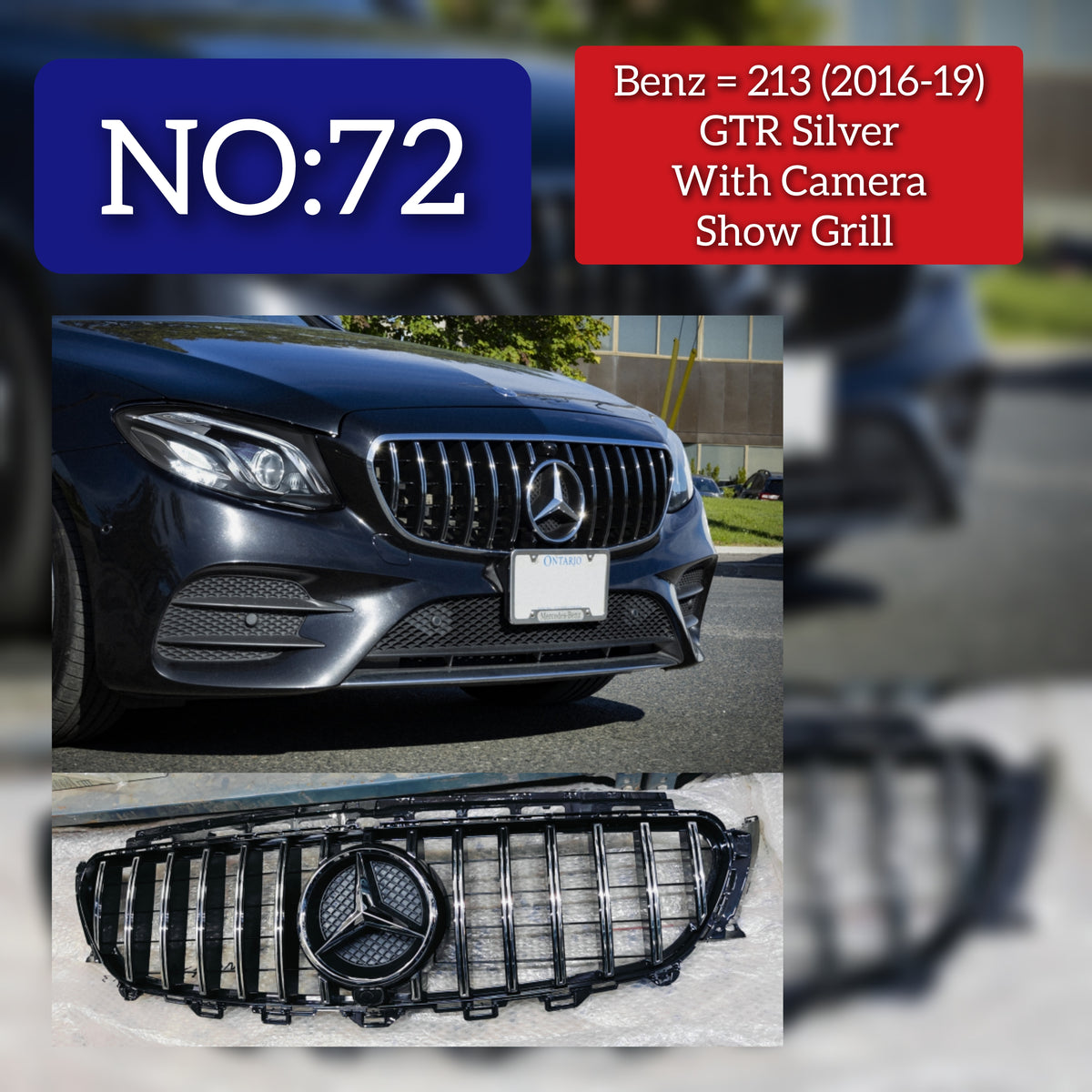 Silver Chrome Show Grill Compatible With Mercedes Benz E-Class  W213  (2016-2021) Tag 72