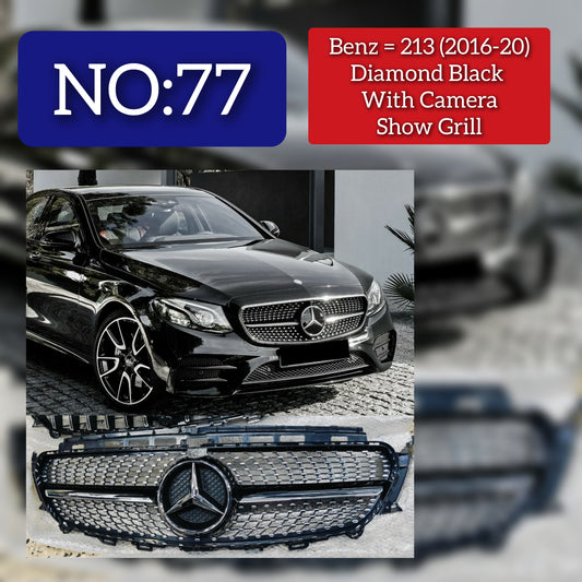 Diamond Black Chrome Show Grill Compatible With Mercedes Benz E-Class  W213  (2016-2021) Tag 77
