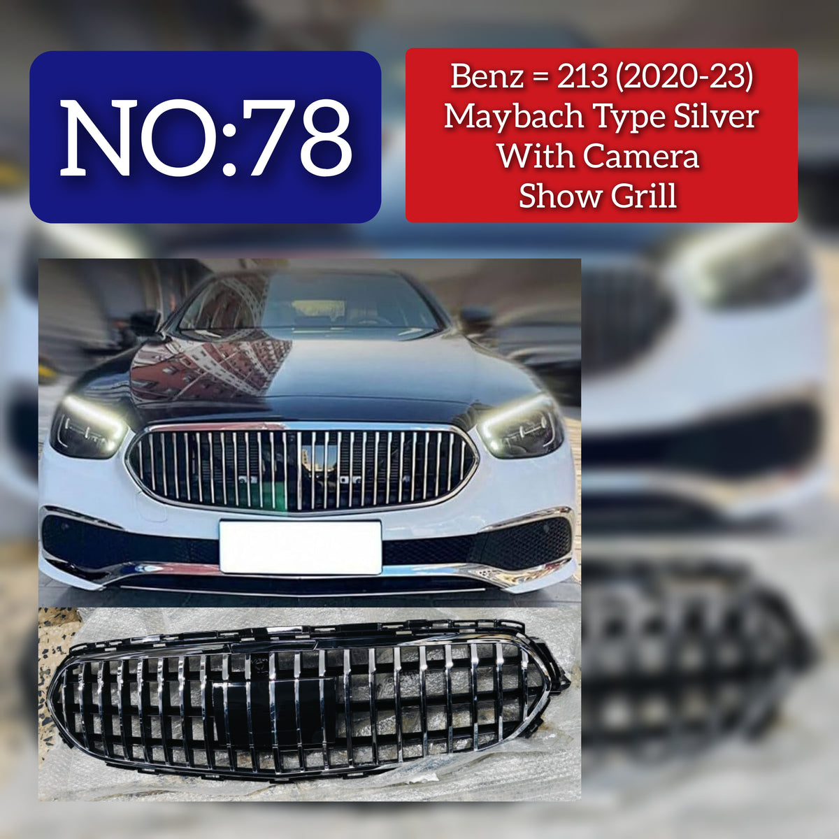 LCI Maybach Silver Chrome Show Grill Compatible With Mercedes Benz E-Class  W213  (2021-2023) Tag 78