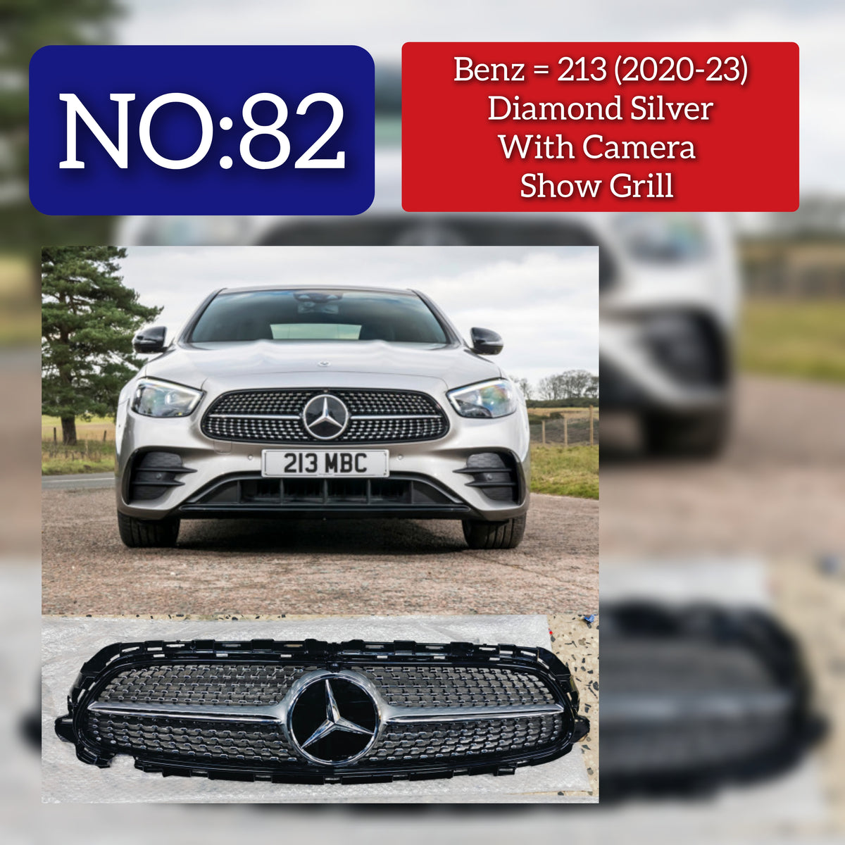 Diamond Silver Chrome Show Grill Compatible With Mercedes Benz E-Class  W213 LCI (2021-2023) Tag 82
