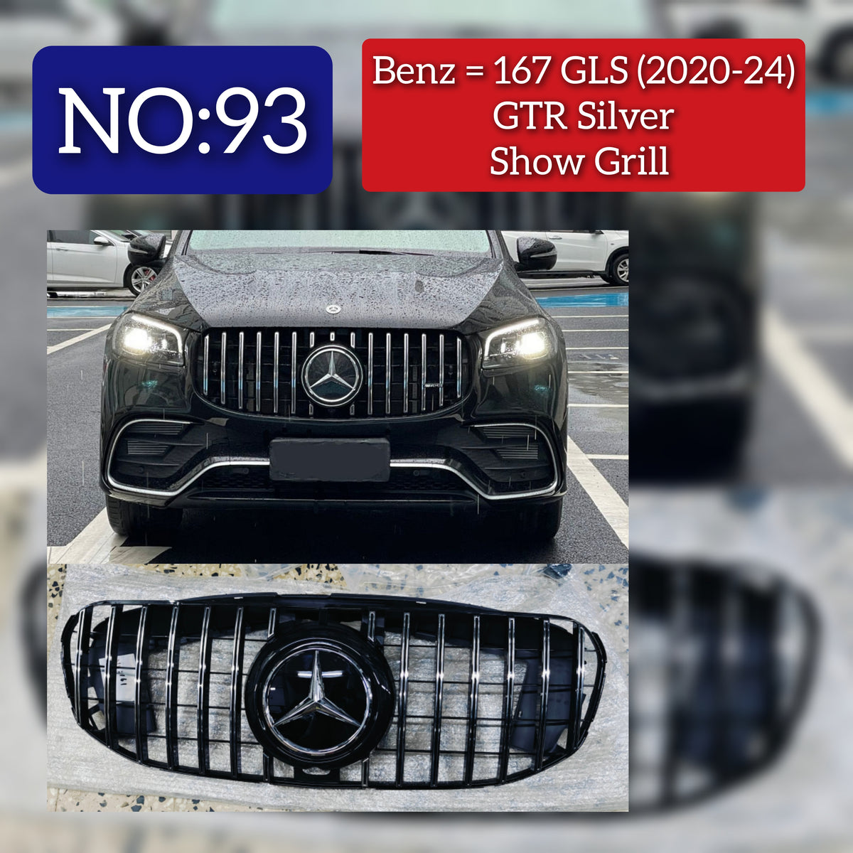 GTR Silver Chrome Show Grill  Compatible With   Mercedes  Benz GLE-Class W167 (2019-2023) Tag 93