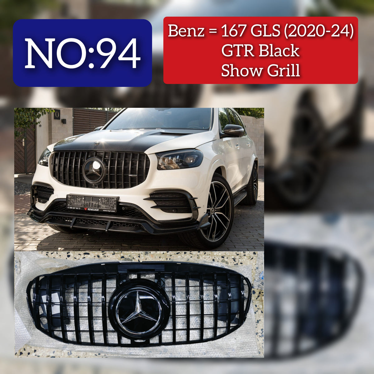GTR Black Chrome Show Grill  Compatible With  Mercedes  Benz GLE-Class W167 (2019-2023) Tag 94