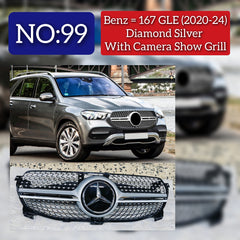 Diamond Silver Chrome Show Grill Compatible With   Mercedes Benz GLE-Class W167 (2019-2023) Tag 99