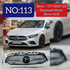 Diamond Silver Chrome Show Grill Compatible With Mercedes Benz A-Class W177 (2019-2023) Tag 113