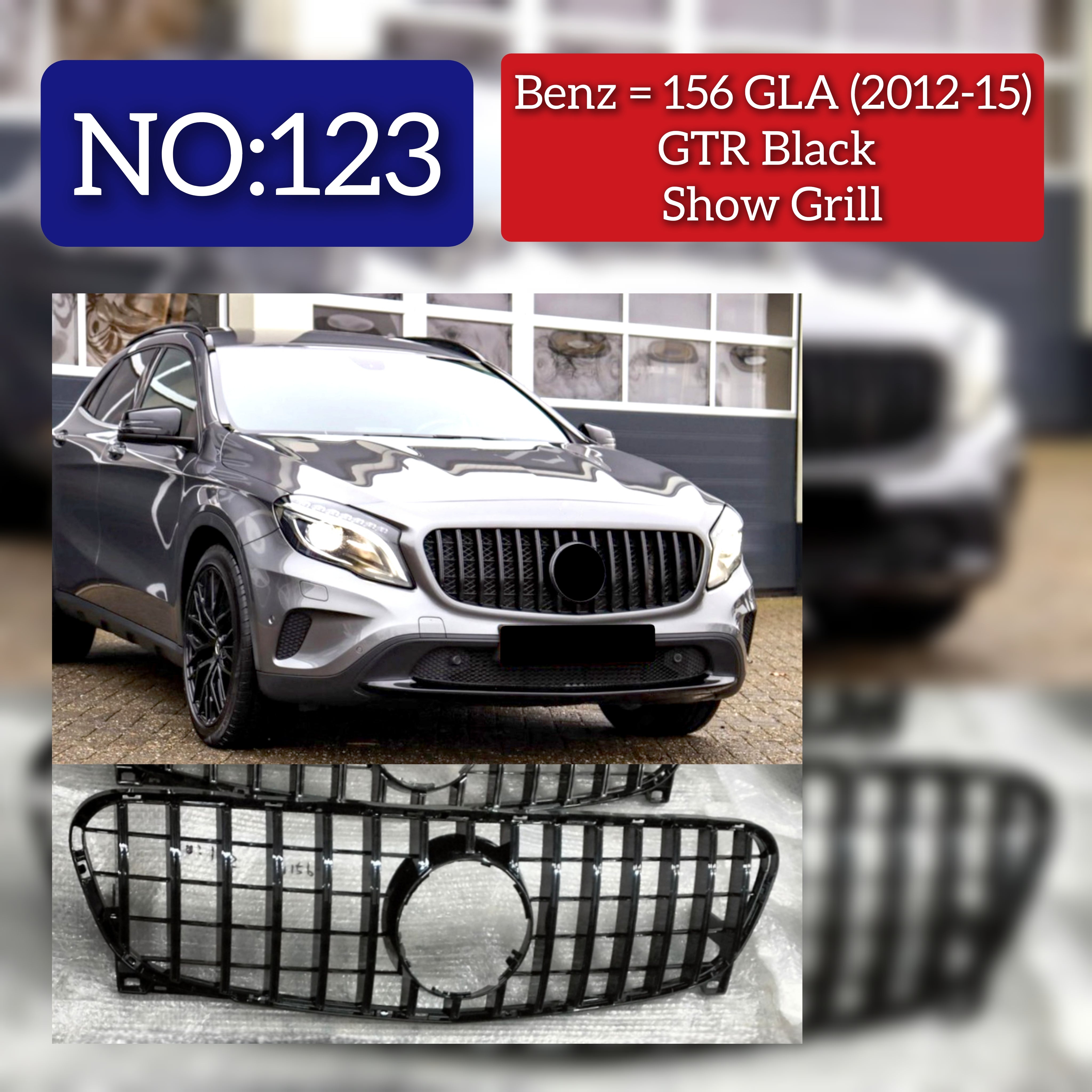 GTR Black Chrome Show Grill  Compatible With  Mercedes Benz GLA-Class W156 (2014-2016)  Tag 128
