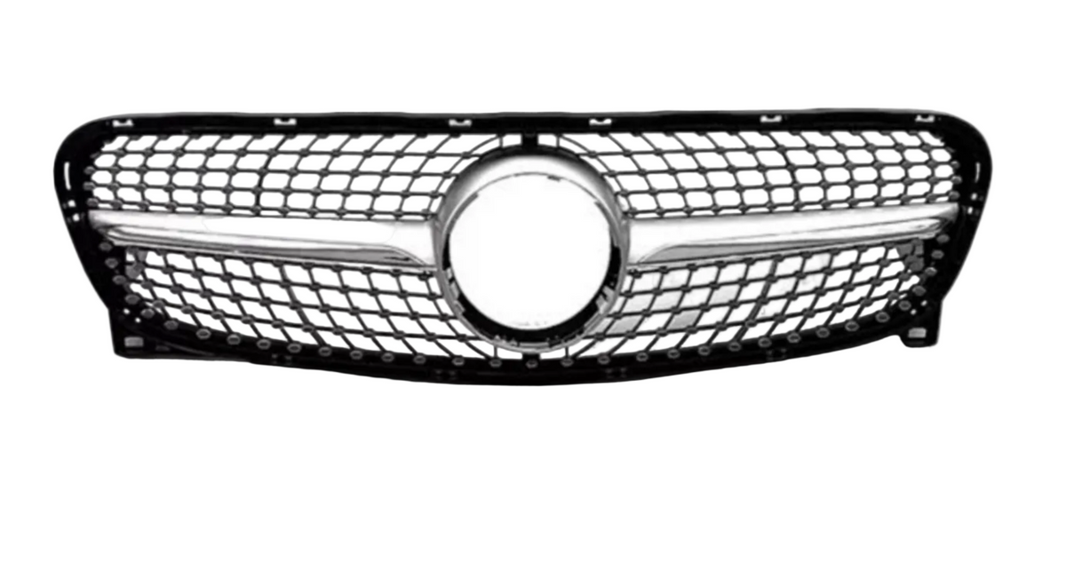 Diamond Silver Chrome Show Grill  Compatible With   Mercedes Benz GLA-Class W156 (2014-2016) Tag 124