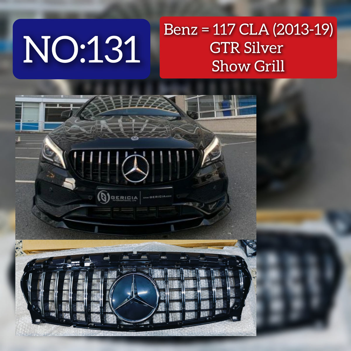 GTR Silver Chrome Show Grill Mercedes Benz = 117 CLA (2013-2019) Tag 131