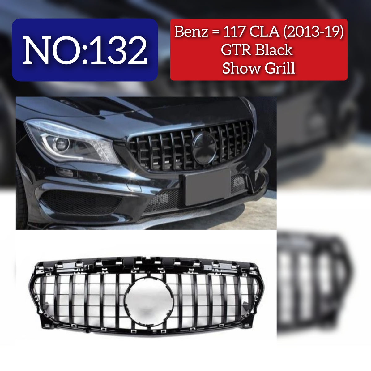 GTR Black Chrome Show Grill Compatible With Mercedes Benz E-CLASS  W212 T-2 (2013-2019) Tag 132