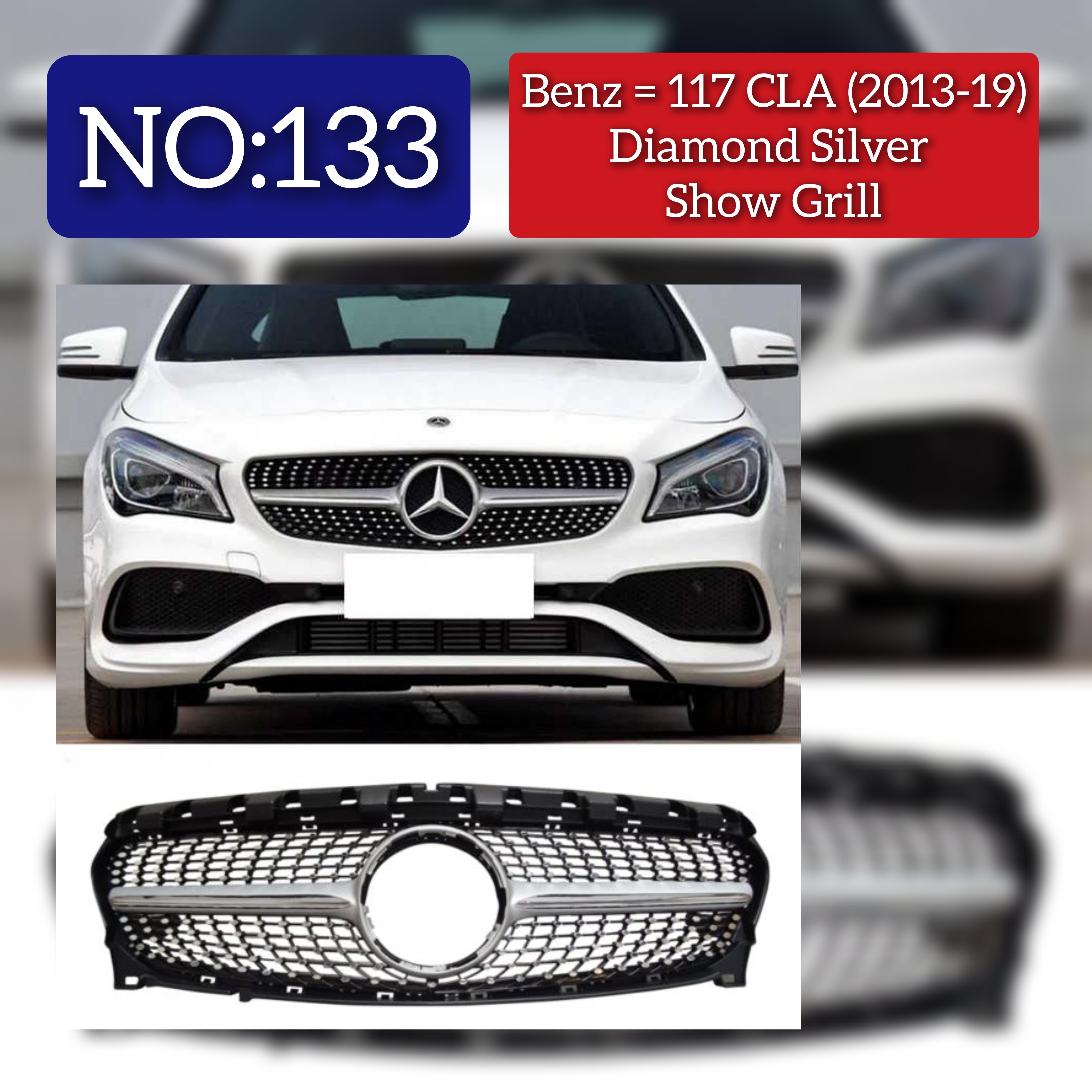 CLA Diamond Silver Chrome Show Grill Compatible With Mercedes Benz E-Class  W213 (2013-2019) Tag 133