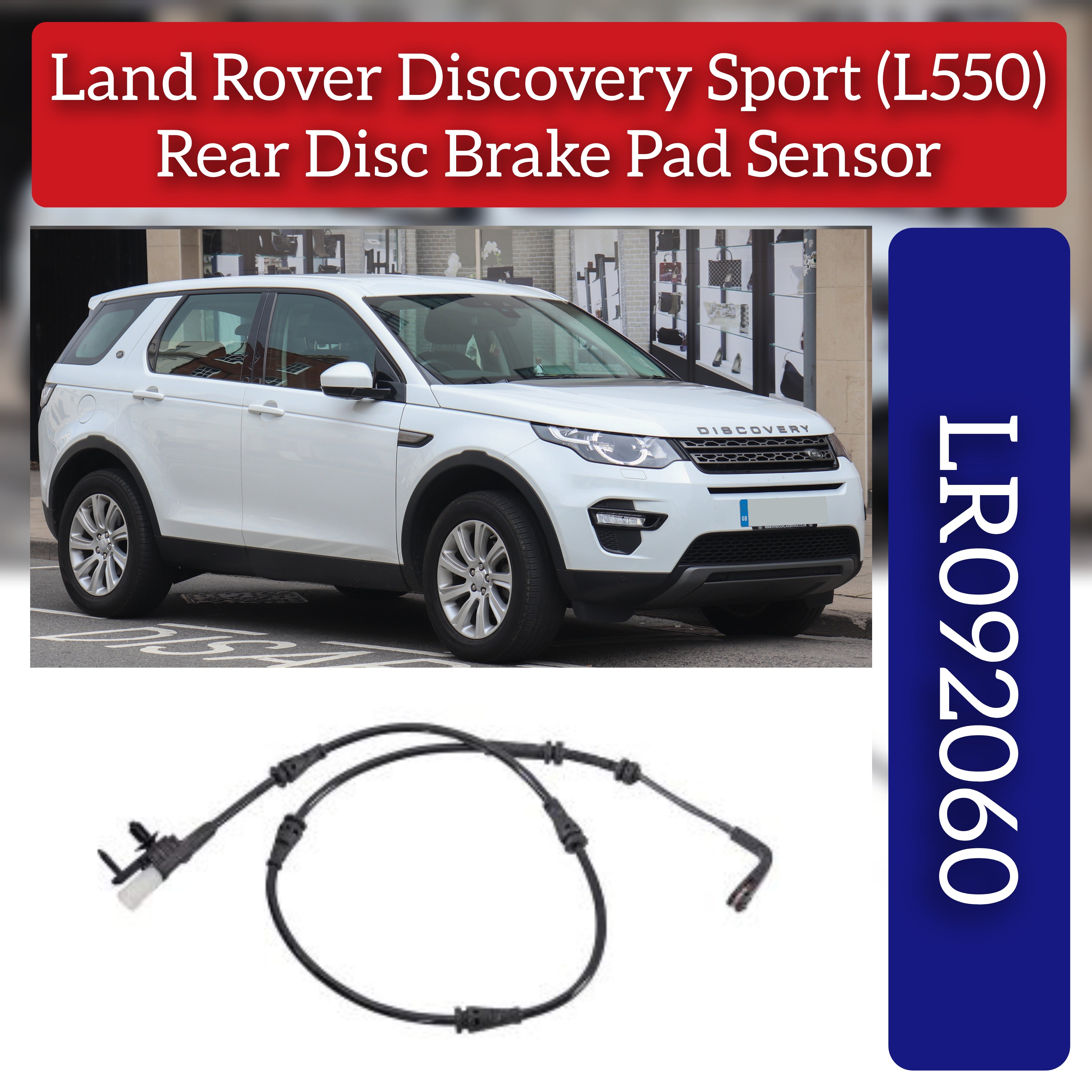 Rear Brake Pad Wear Sensor LR092060 180131 1815898 2BWS0483 355253431 BW1123 355253431  Compatible With LAND ROVER DISCOVERY SPORT (L550) & RANGE ROVER EVOQUE (L551)