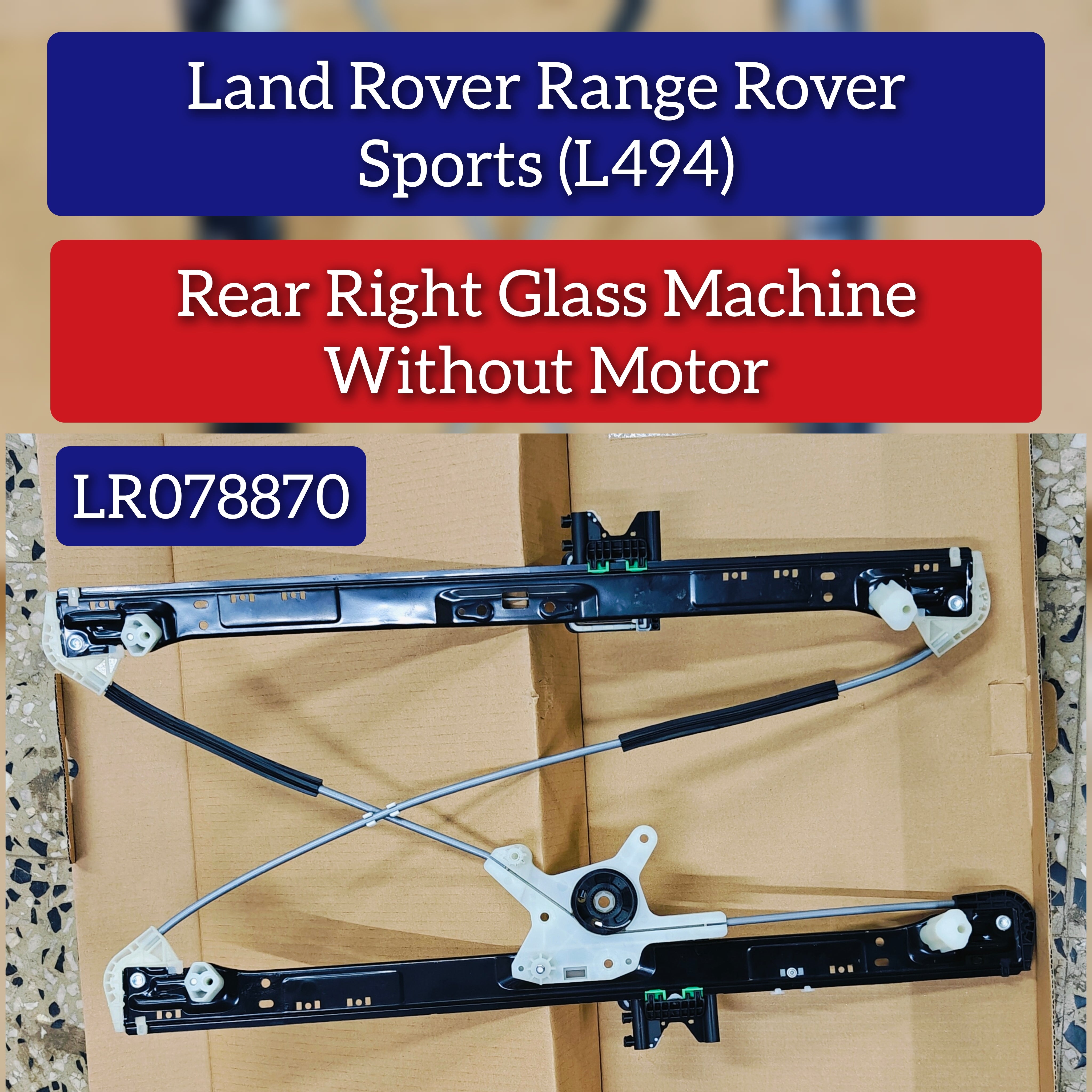 Rear Right Glass Machine Without Motor LR078870 LR043936 LR057340 Compatible With Land Rover Range Rover (L494)