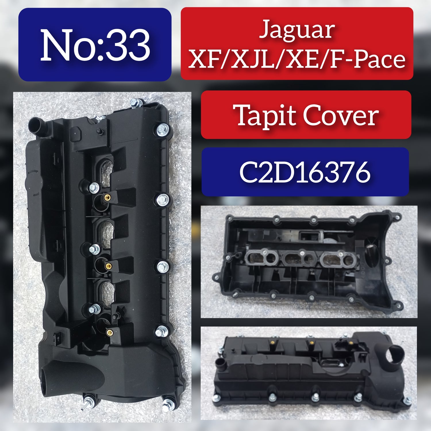 Tappet Cover Packing (Engine Valve Cover Gasket) C2D16376 AJ814003 LR041685 LR109353 Compatible With  JAGUAR F-TYPE Convertible & (X152) F-TYPE Coupe (X152) Tag No.33