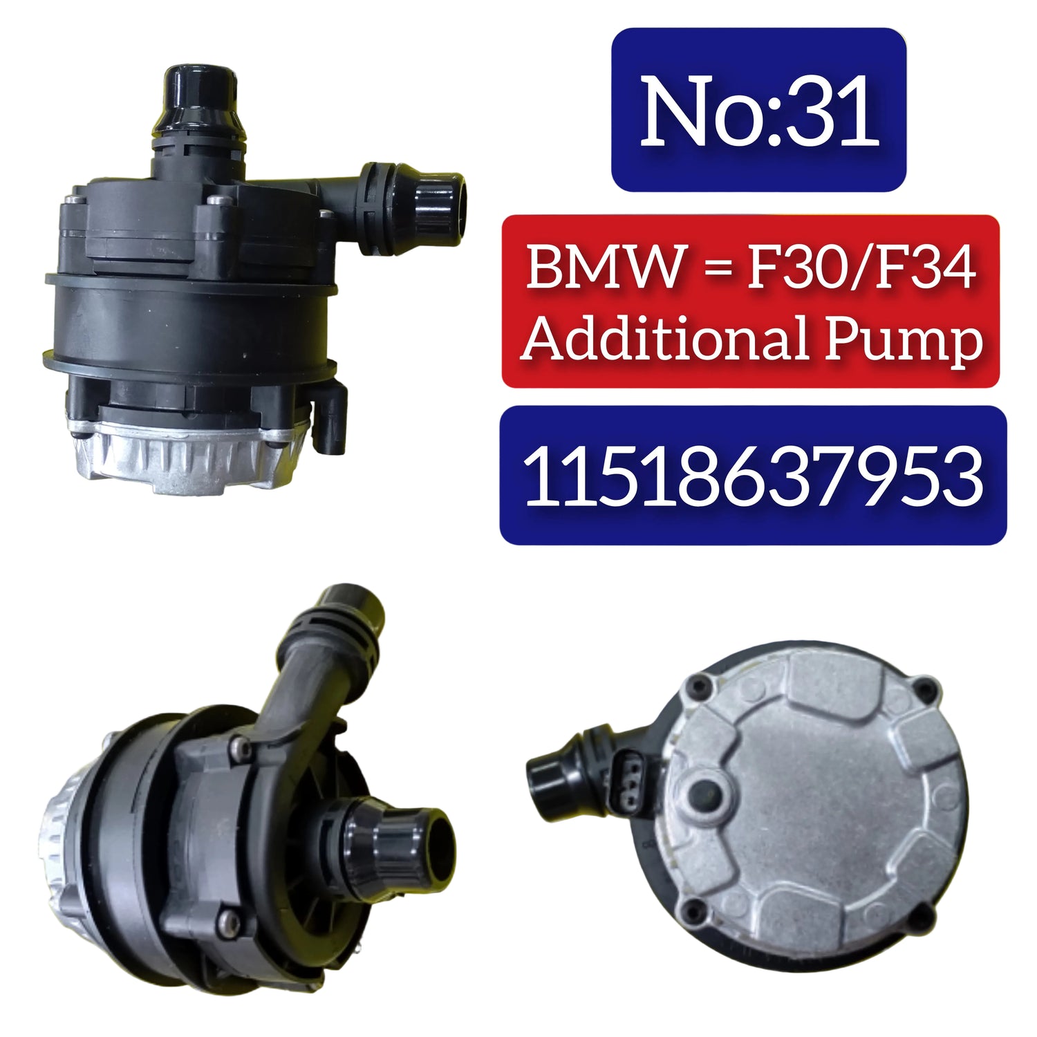 Water Pump 11518637953 863795301 863795302 Compatible With BMW & 2 Coupe (F22, F87) & 3 (F30, F80) & 3 Gran Turismo (F34) & 4 Coupe (F32, F82) Tag No.31