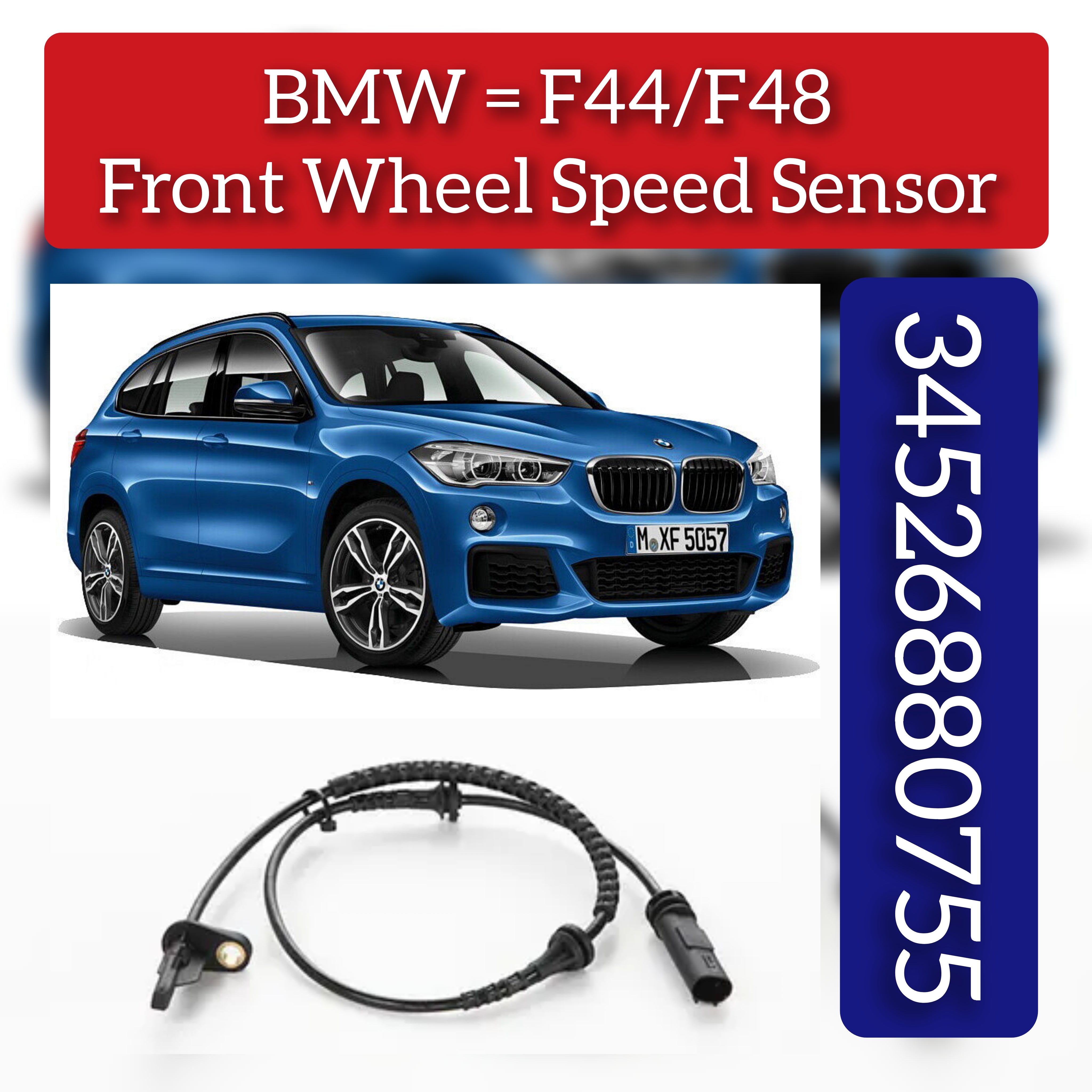 Front Left/Right ABS Wheel Speed Sensor 34526880755 34525A98F72 3425A61B45 34526895881 Compatible With BMW & 2 Gran Coupe (F44) & X1 (F48) & MINI & MINI CLUBMAN (F54) & MINI COUNTRYMAN (F60)