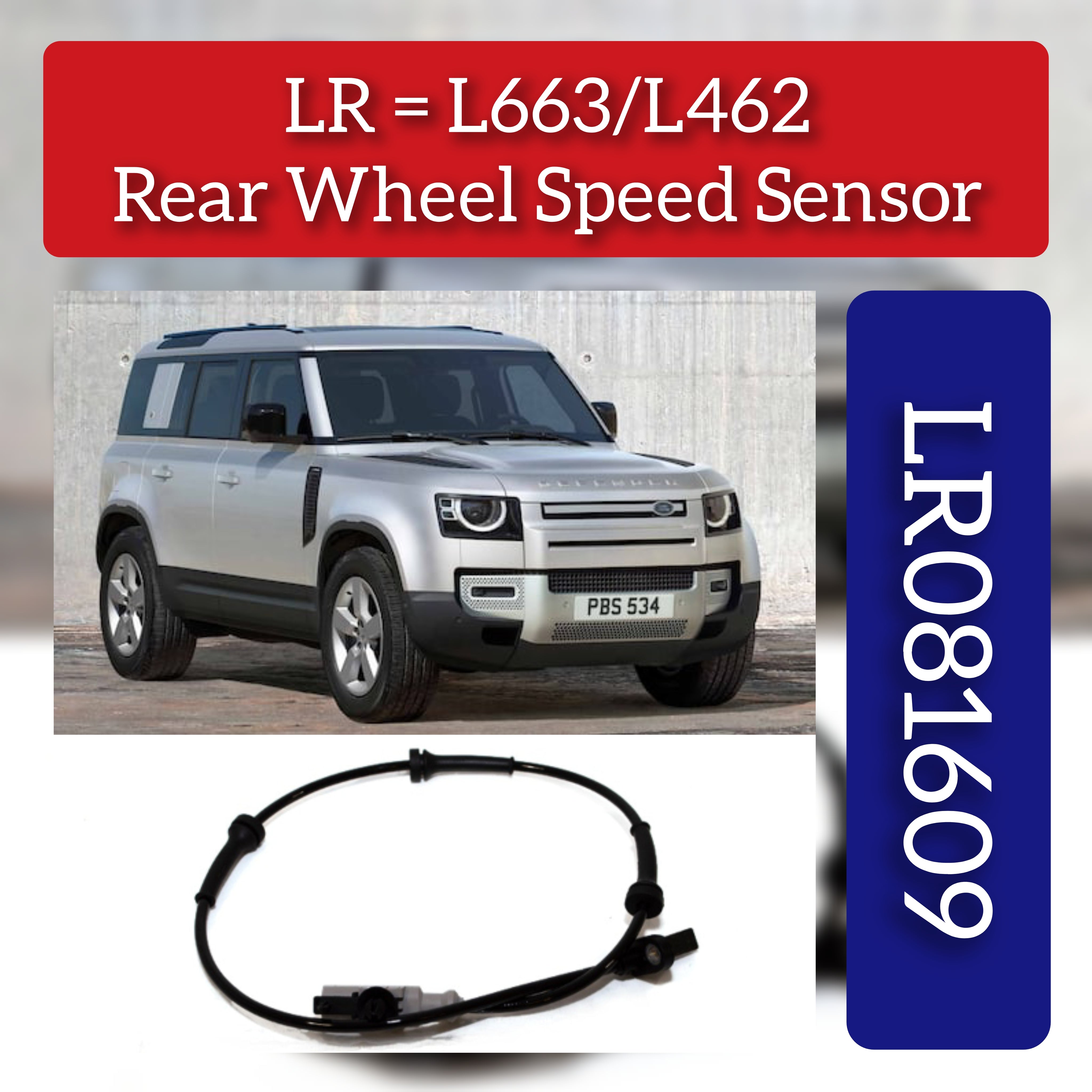 Rear ABS Wheel Speed Sensor LR081609 & HPLA2C190BA LR033461 Compatible With LAND ROVER DEFENDER Station Wagon (L663) DISCOVERY V (L462)