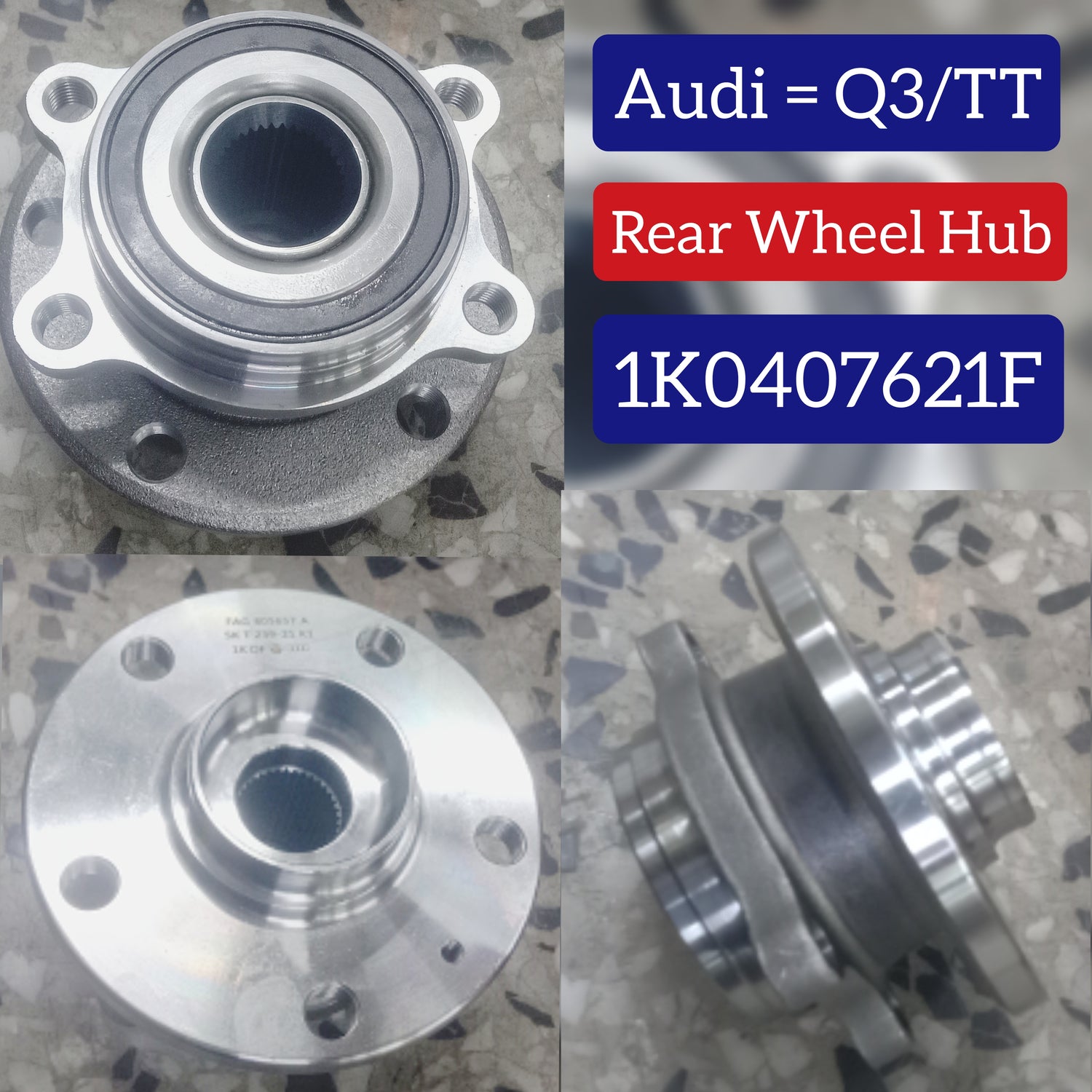 Front Wheel Hub 1K0407621F & 5K0498621 & 8J0598625 Compatible With AUDI Q3 (8UB, 8UG) & TT (8J3) & SKODA OCTAVIA II (1Z3) | LAURA & SUPERB II (3T4)  & VW BEETLE (5C1, 5C2) | FUSCA | BJALLA