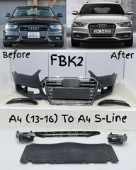 Front Bumper Kit Compatible With Audi A4 To A4 S Line  {2013-2016} FBK.2