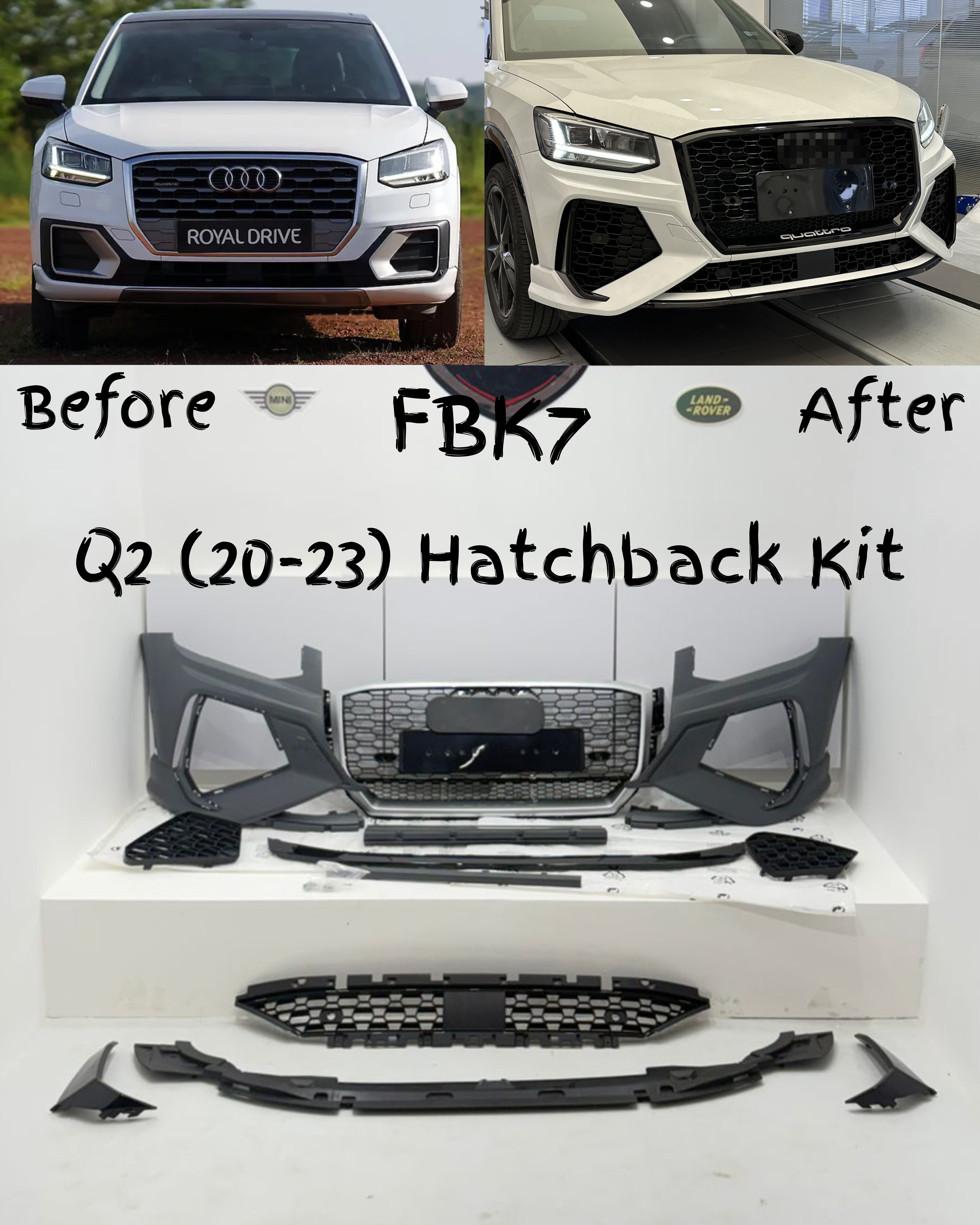 Front Bumper Kit Compatible With Audi Q2 {2020-2023} Hatchback Kit FBK.7