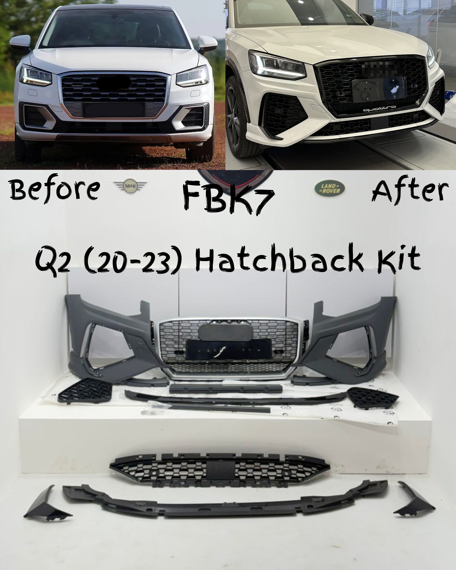 Front Bumper Kit Compatible With Audi Q2 {2020-2023}  Hatchback Kit FBK.7