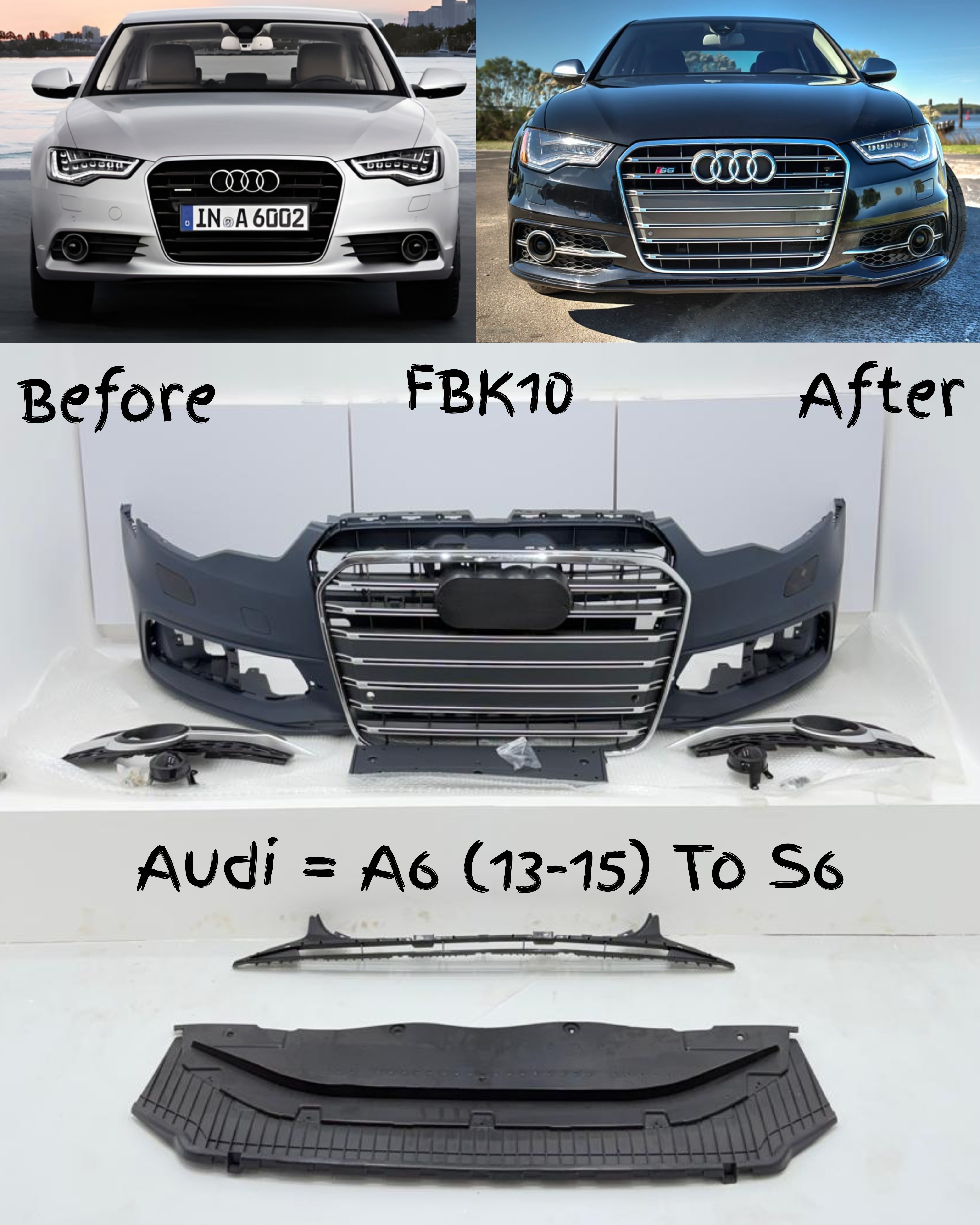Front Bumper Kit Compatible With Audi A6 To S6  {2013-2015} FBK.10