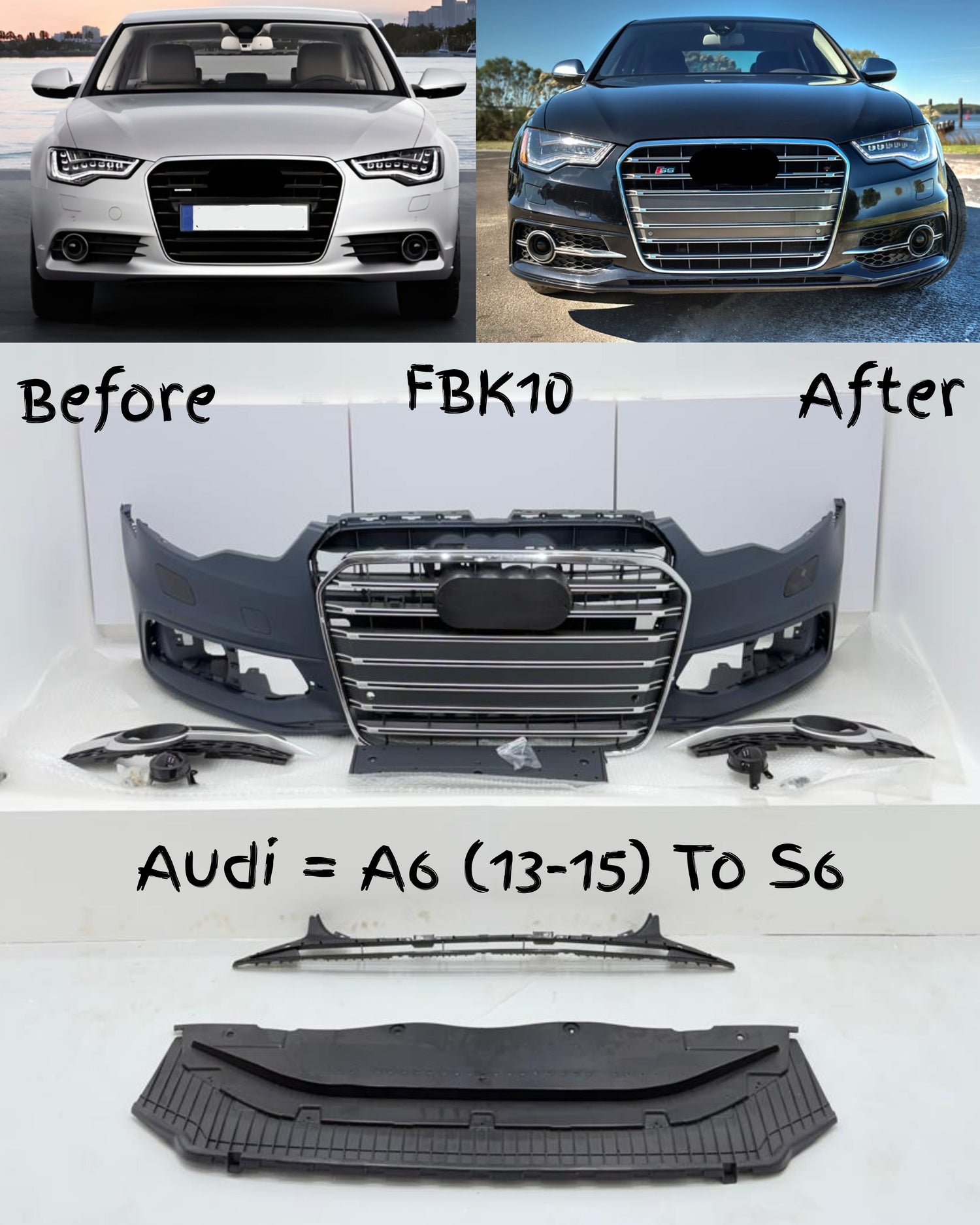 Front Bumper Kit Compatible With Audi A6 To S6  {2013-2015} FBK.10