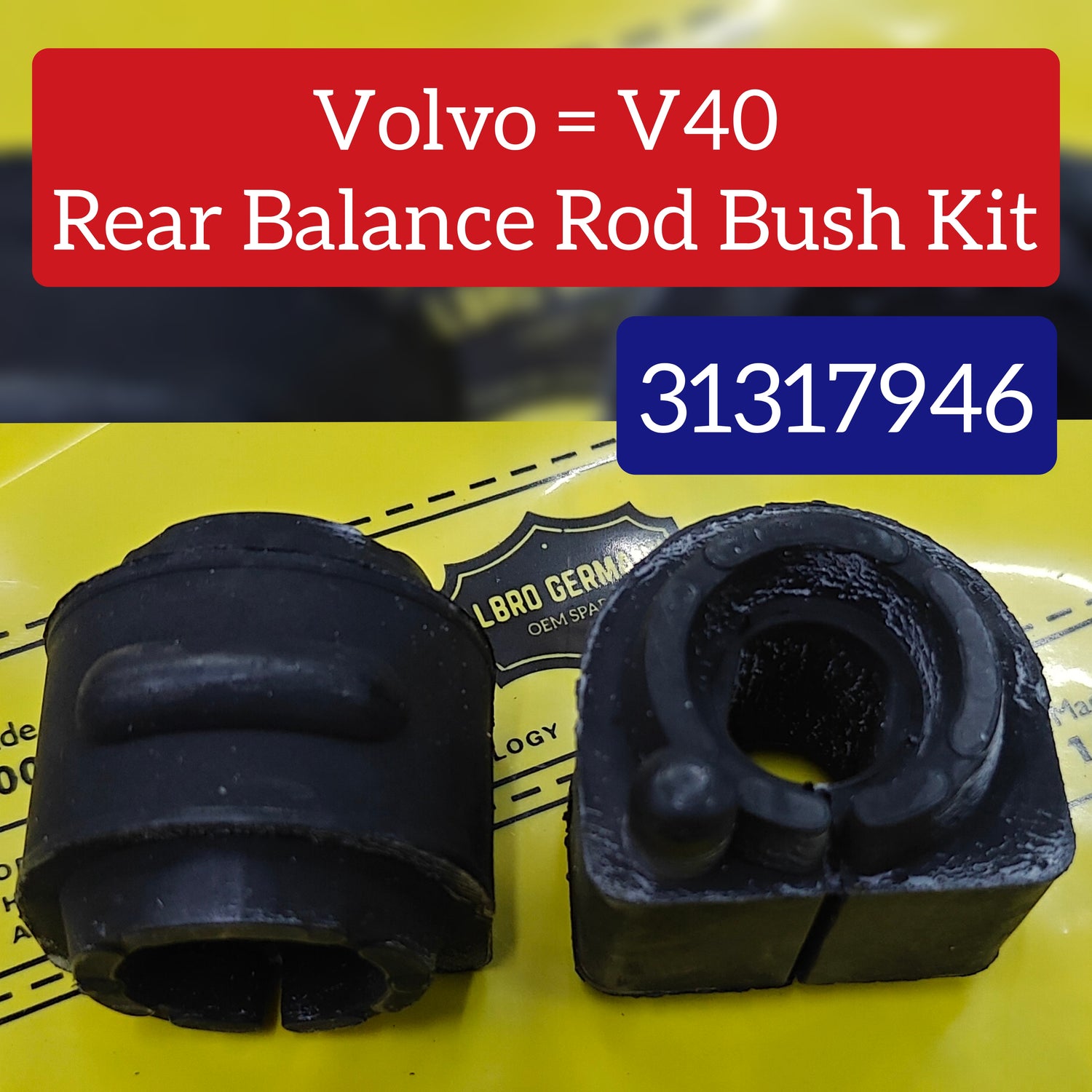 Rear Stabilizer Sway Bar Bushing Kit 31317946 Compatible With VOLVO V40 Hatchback (525)