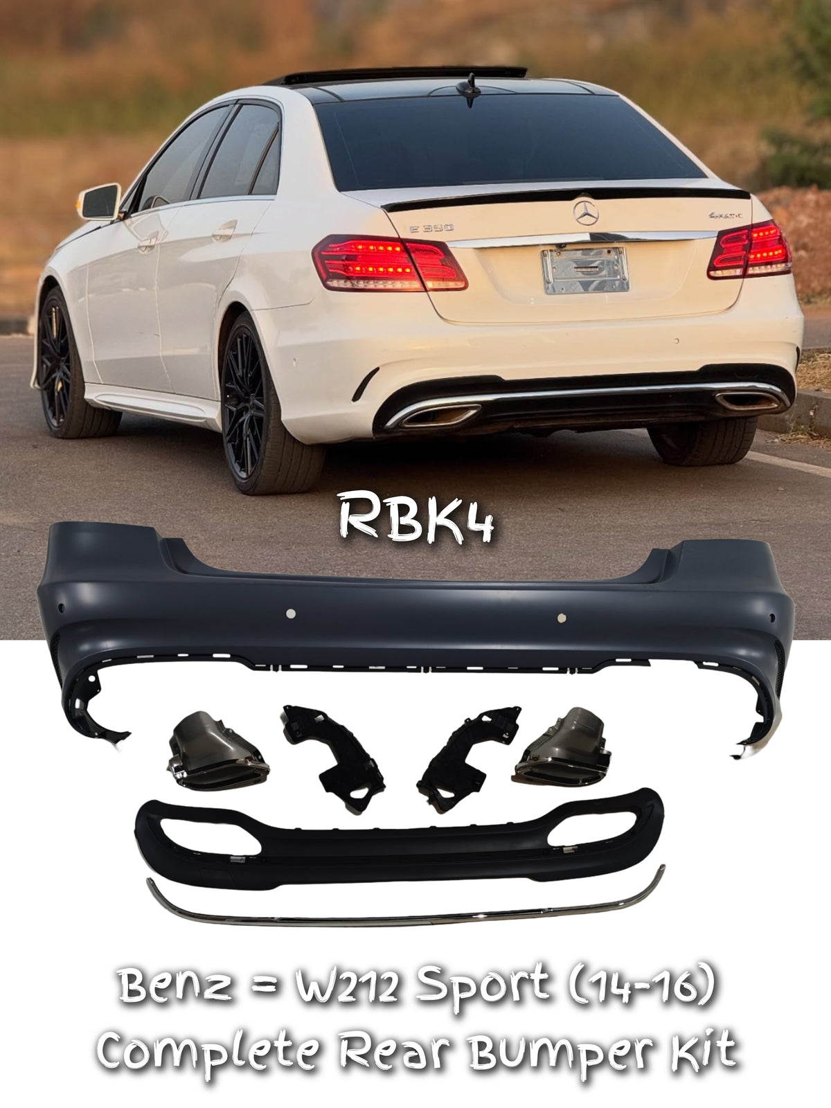 Rear Bumper Kit 2128853538 Compatible With Mercedes Benz E-Class W212 (2014-16) RBK4