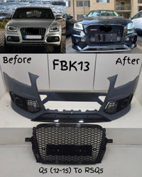 Front Bumper Bumper Kit FBK13 Compatible With Audi Q5 (2012-15) Upgrade Into RSQ5