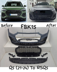 Front Bumper Bumper Kit FBK15 Compatible With Audi Q5 (2021-24) Upgrade Into RSQ5