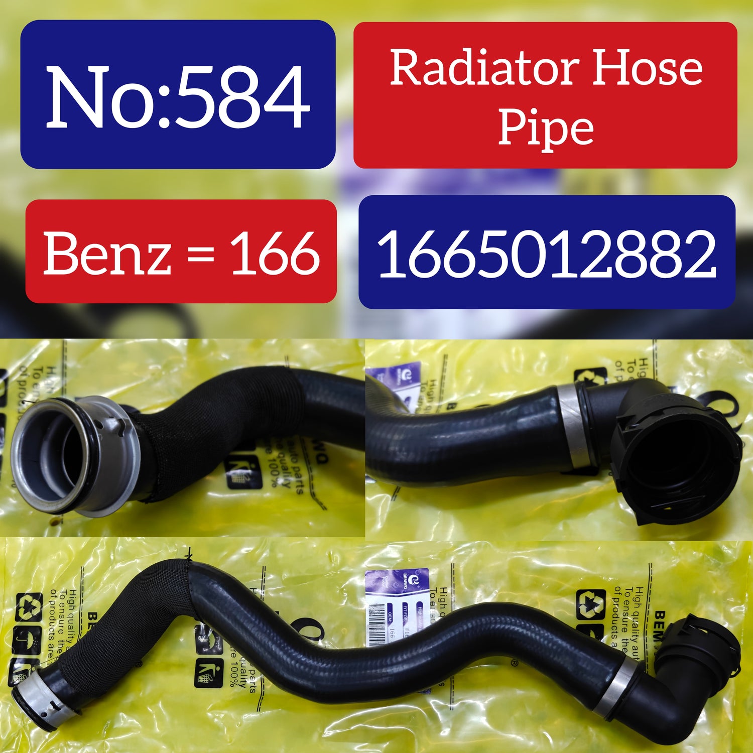 Coolant Hose 1665012882 A1665012882 Compatible With Mercedes Benz W166 Tag No.584