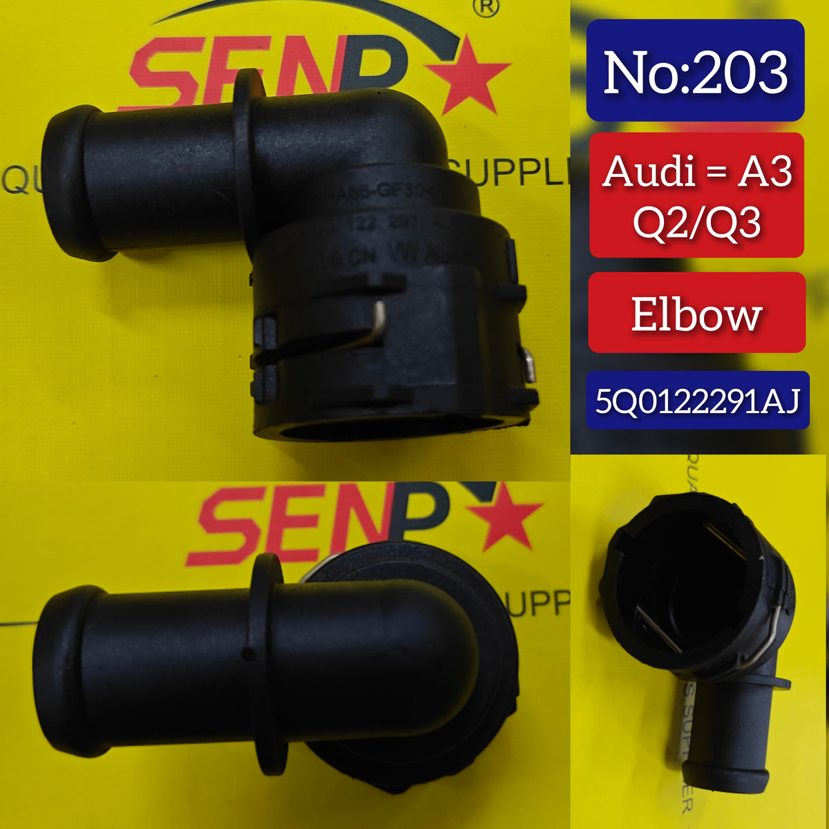 Water Connector 5Q0122291AJ Compatible With Audi G7/A3 Tag No.203