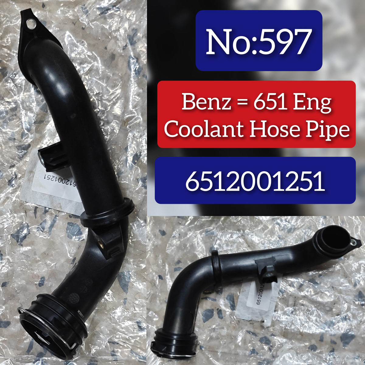 Coolant Hose Pipe 6512001251 Compatible With Mercedes Benz 651 Eng Tag No.597
