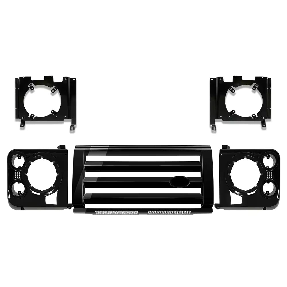 Front Bumper Grille & Headlamp Surrounds Cover (Black) Compatible With Land Rover Defender L663 (2020)