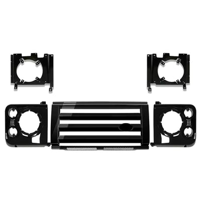 Front Bumper Grille & Headlamp Surrounds Cover (Black) Compatible With Land Rover Defender L663 (2020)