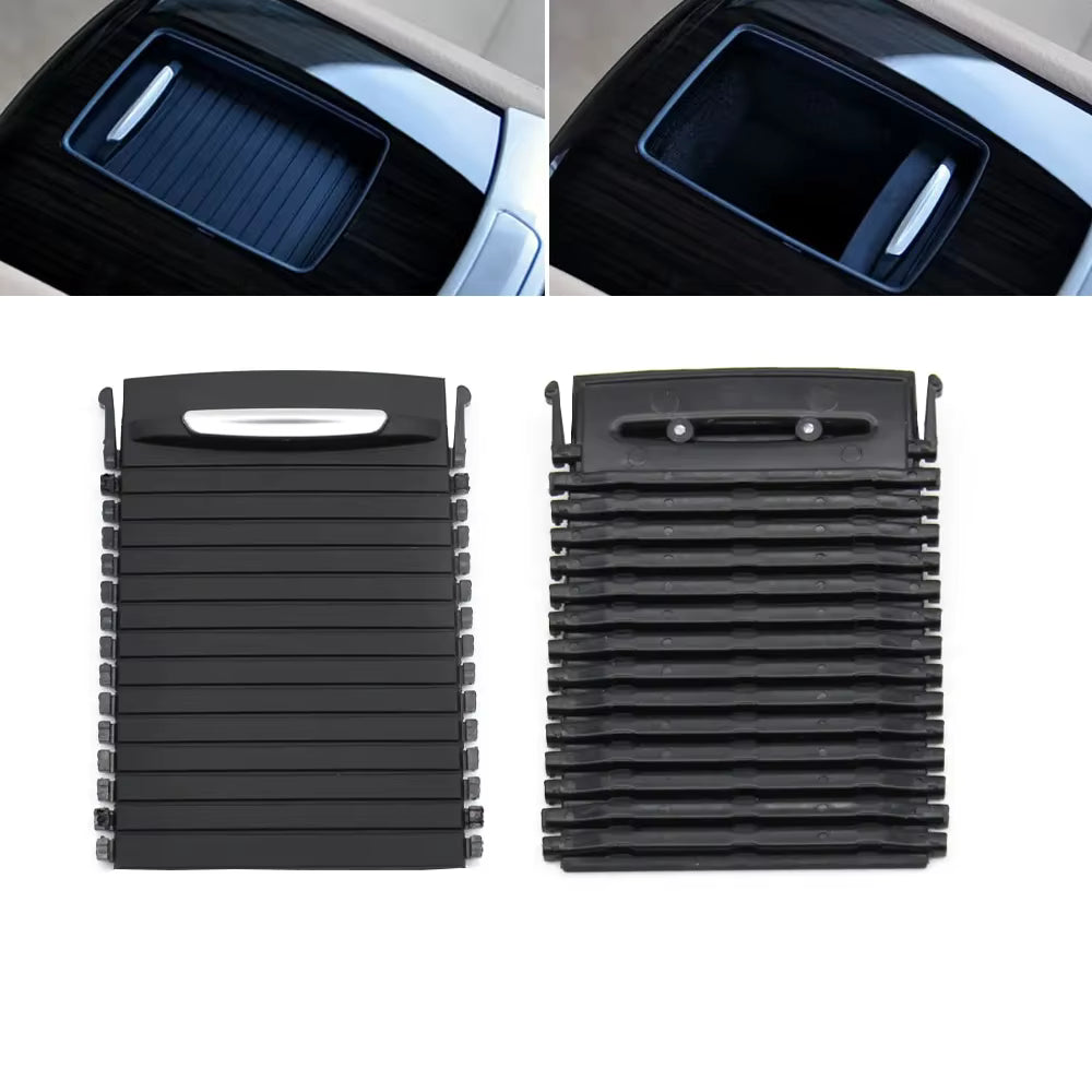 Rear Drink Cup Holder Rolling Curtain Cover Trim Blind Shutter 52207217530 Compatible With BMW 7 Series F01 F02 F03 F04 2009-2014
