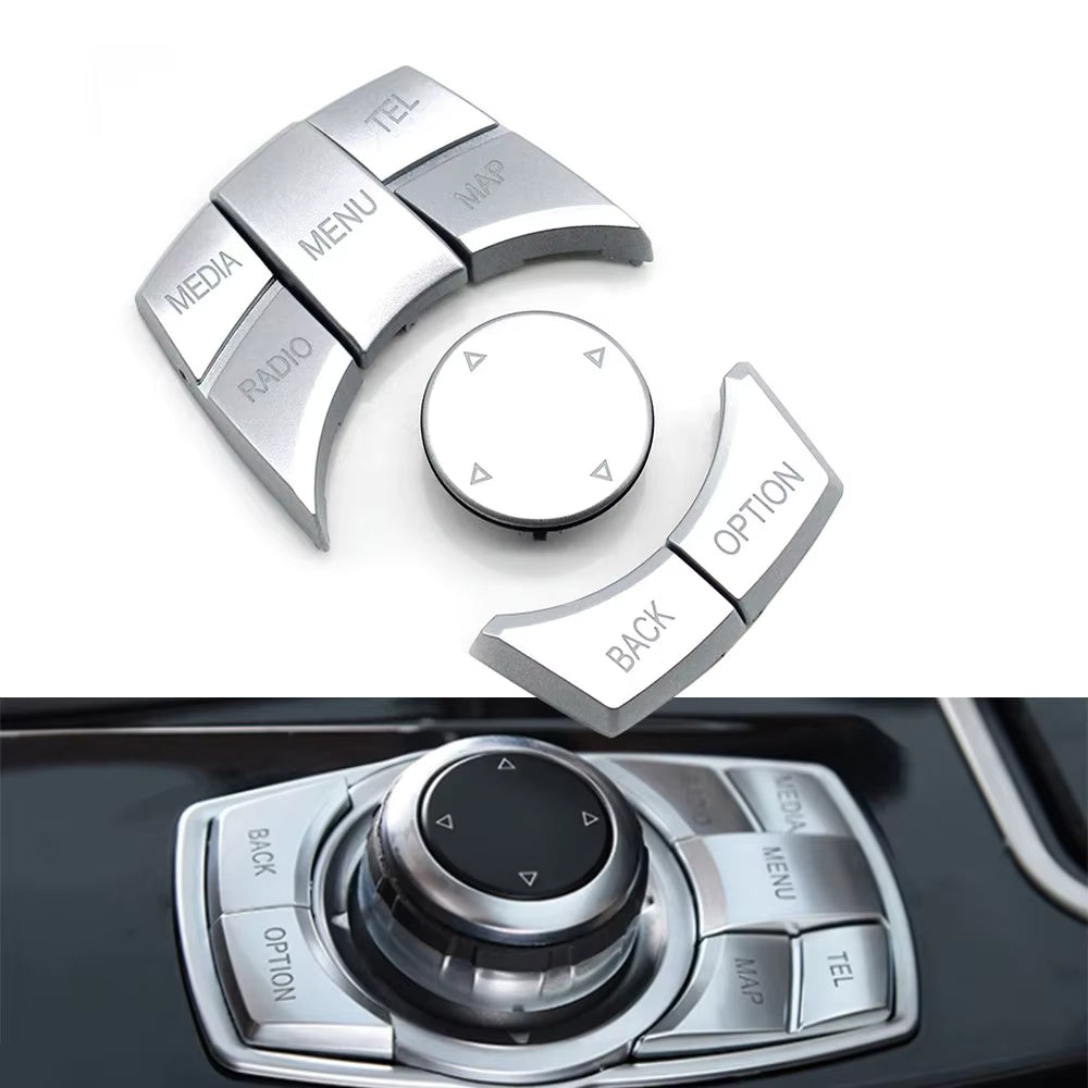 Silver CIC iDrive Multimedia Trims Control Button Cover 65829206446-4 Compatibe With  BMW 5 Series F07 F10 & 7 Series (F01 F02 F03 F04) & X3 F25